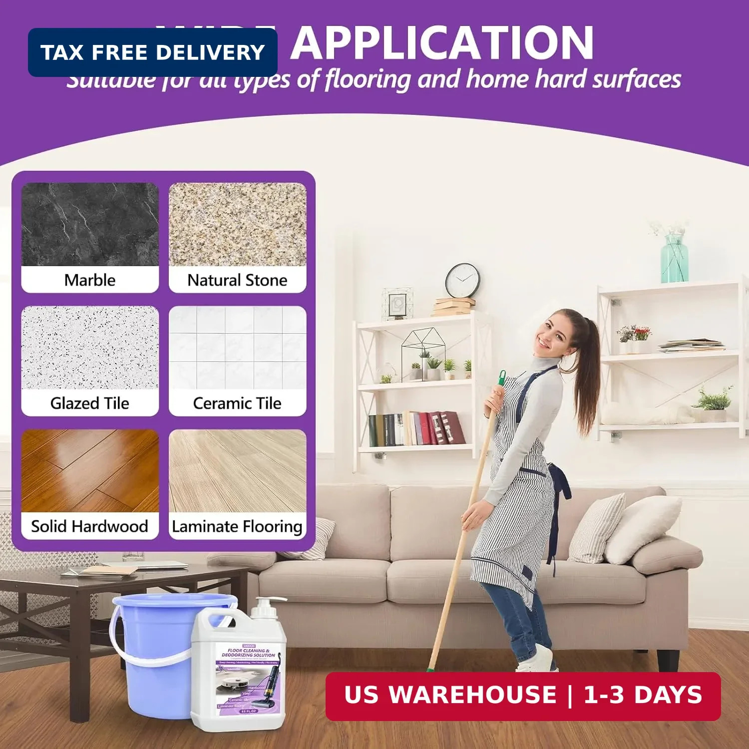 Floor Cleaning Solution- 85 FL OZ-Floor Cleaner for Mopping with Tineco,Deep Cle