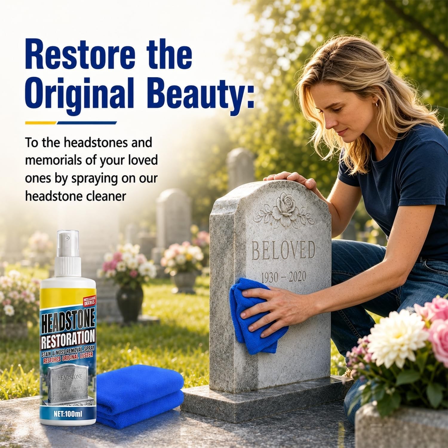 Gentle & Effective 100ml Headstone Cleaner Spray – Perfect for Cemetery Care