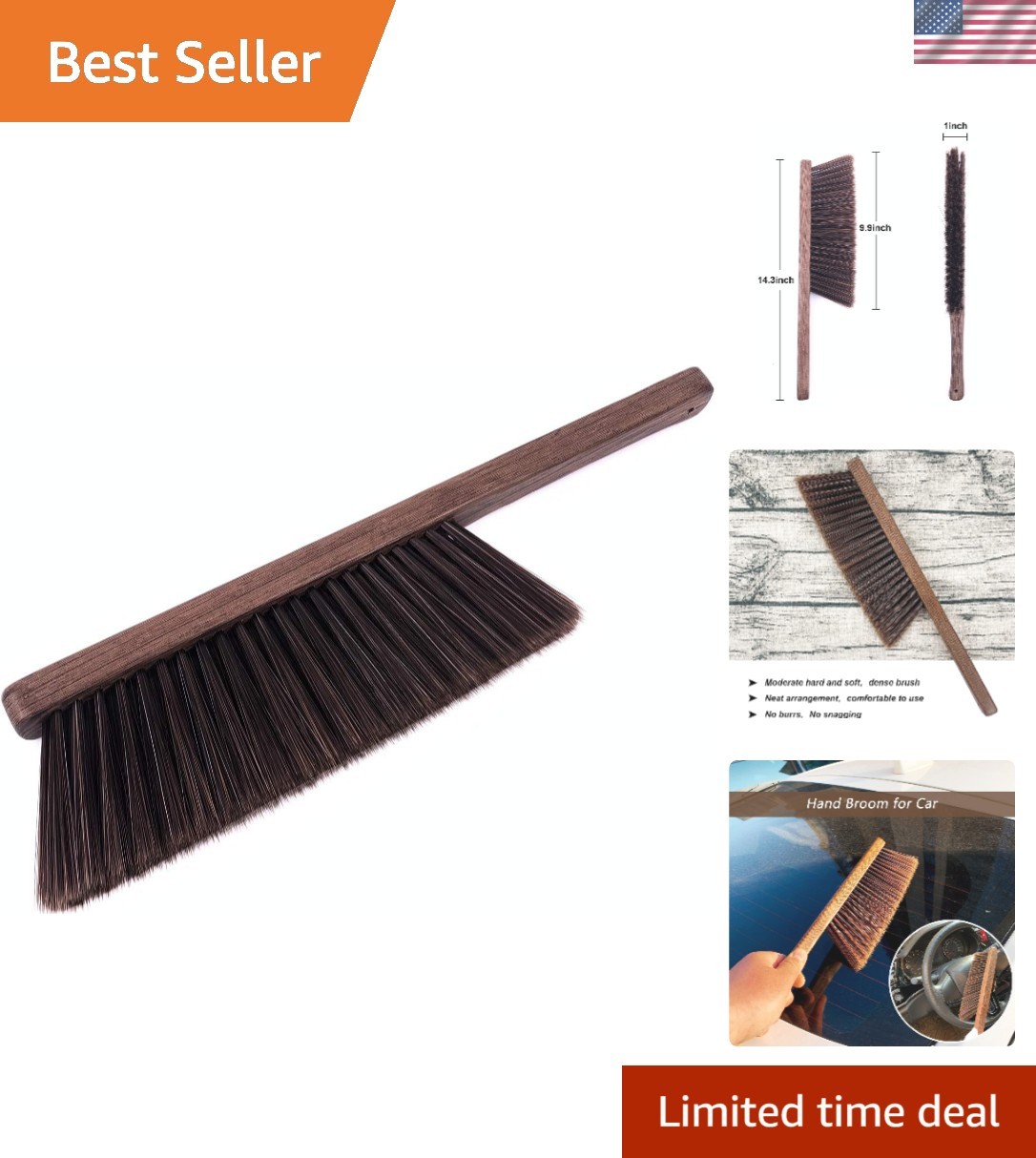 Versatile Dusting Brush with Durable Wooden Handle for Cars, Furniture, and More