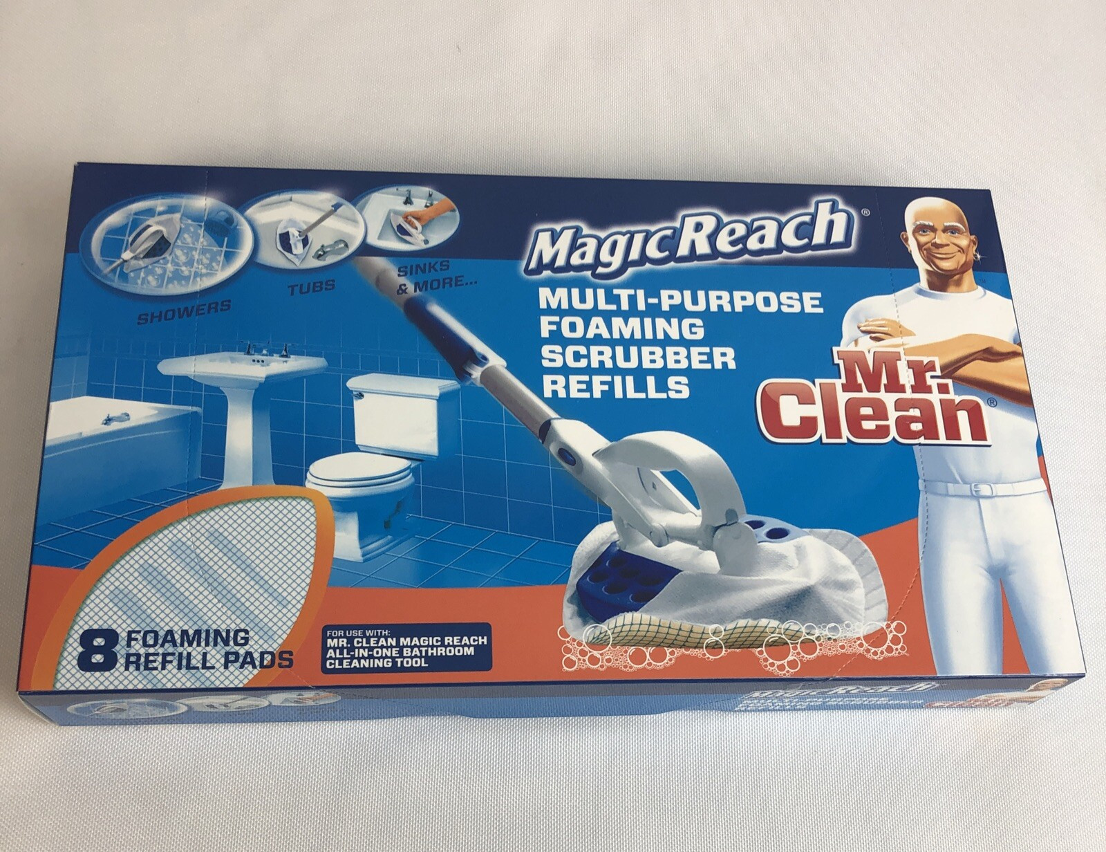 Mr. Clean Magic Reach Multi-Purpose Foaming Scrubber 8 Pack Refill NEW