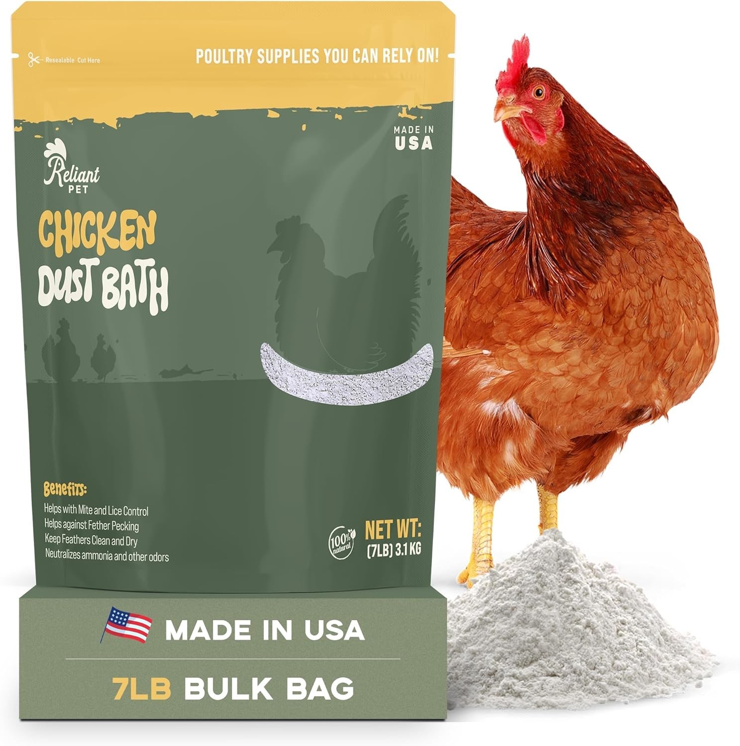 Chicken Dust Bath – 7lbs, Made in USA Natural Dust Bath for Chickens – Ideal Chi