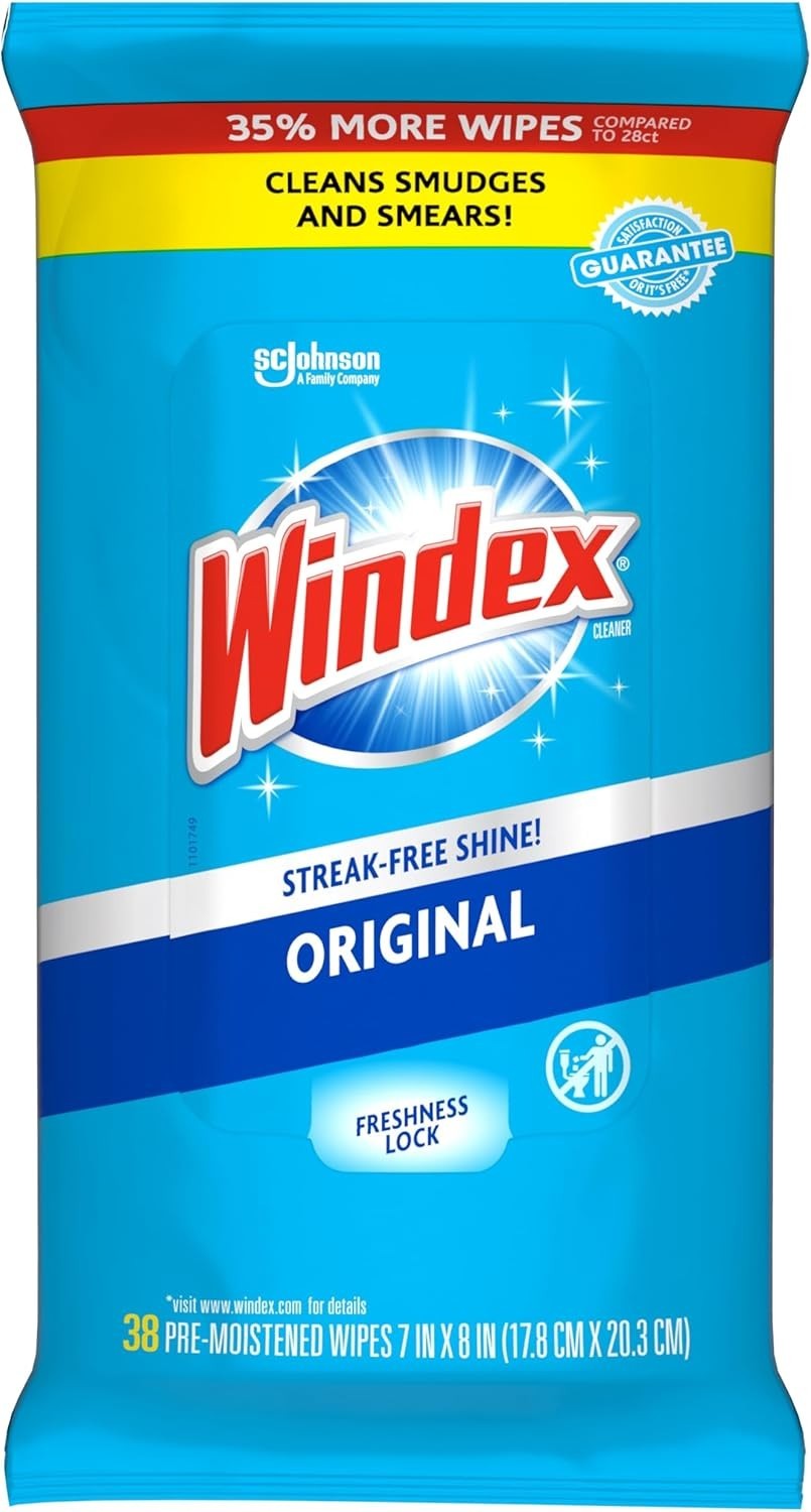 38 Biodegradable Glass Cleaning Wipes – Streak-Free Shine & Scent