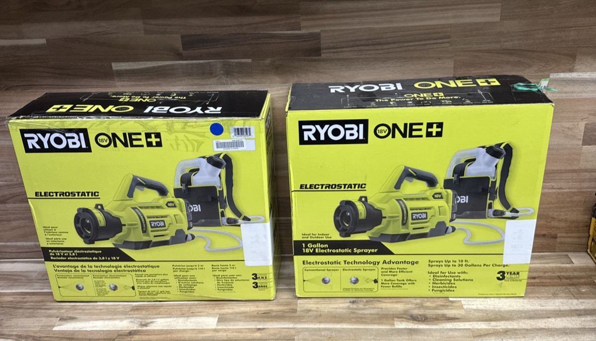LOT OF (2) RYOBI P2807 ONE+ 18V Electrostatic 1 Gal. Sprayer- Tool Only P4-10
