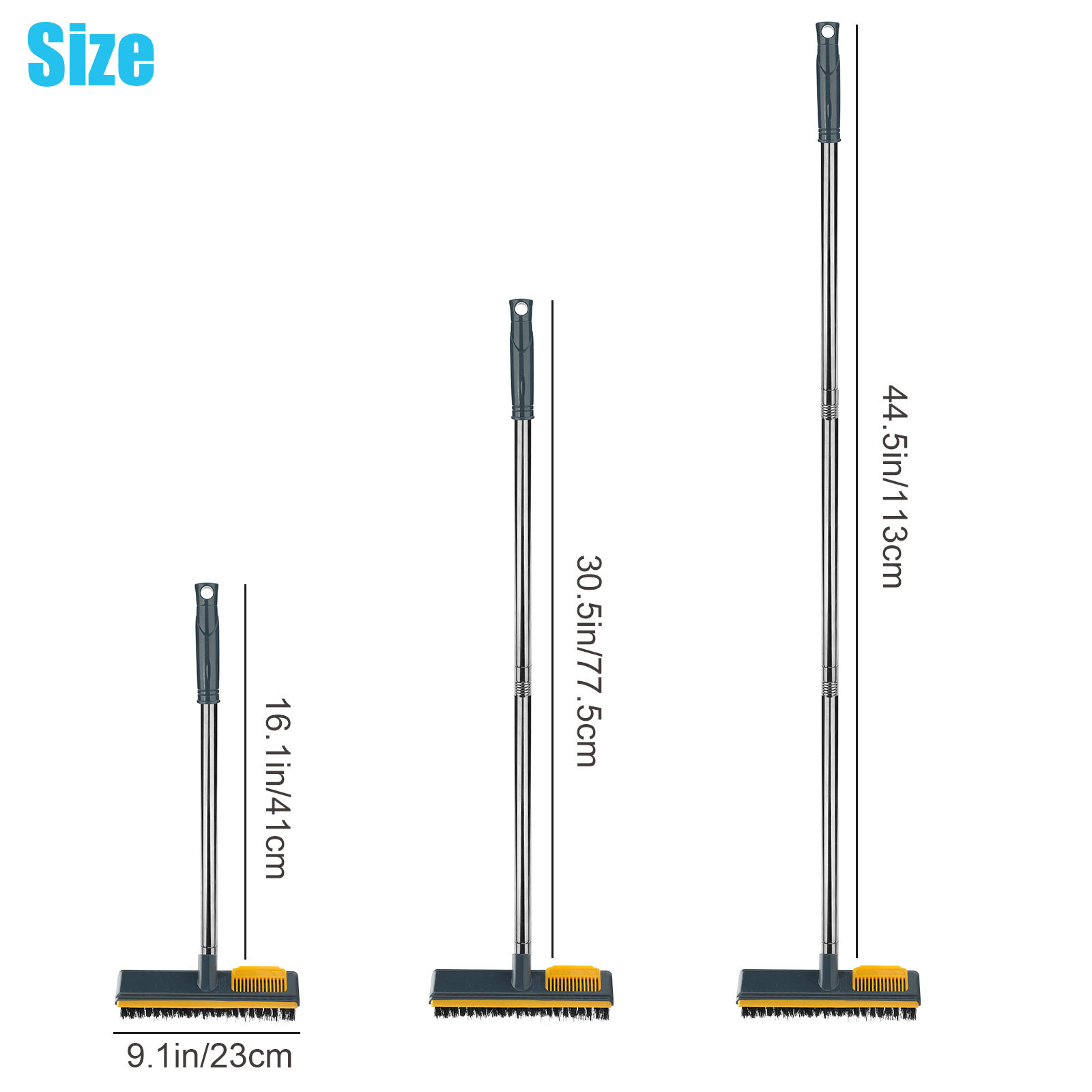 Long Telescopic Handle Floor Brush 3-Section Bathroom Kitchen Cleaning Scrubber