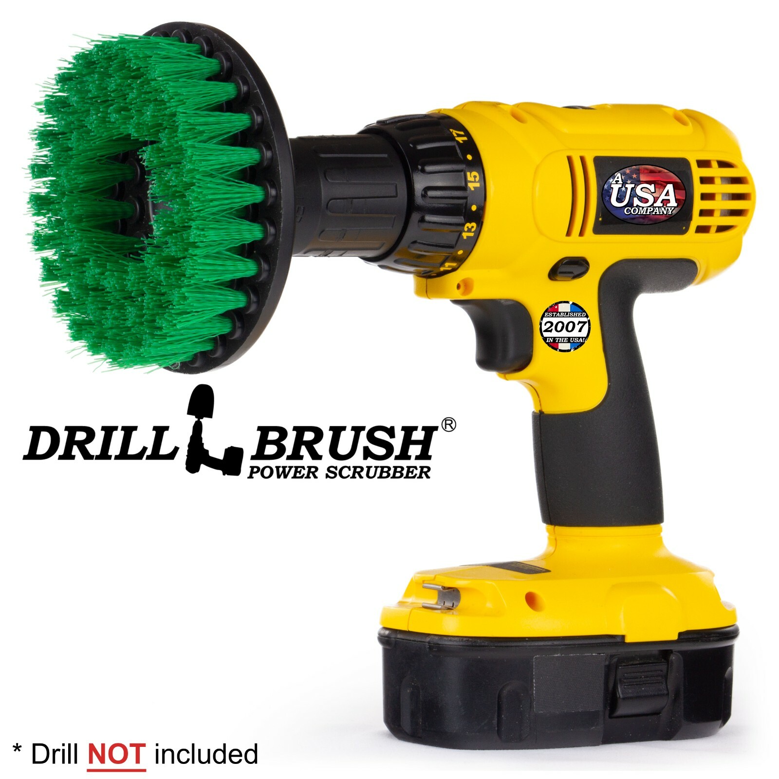 5 Inch Diameter Green Medium Stiffness Drill Brush Attachment by Drillbrush
