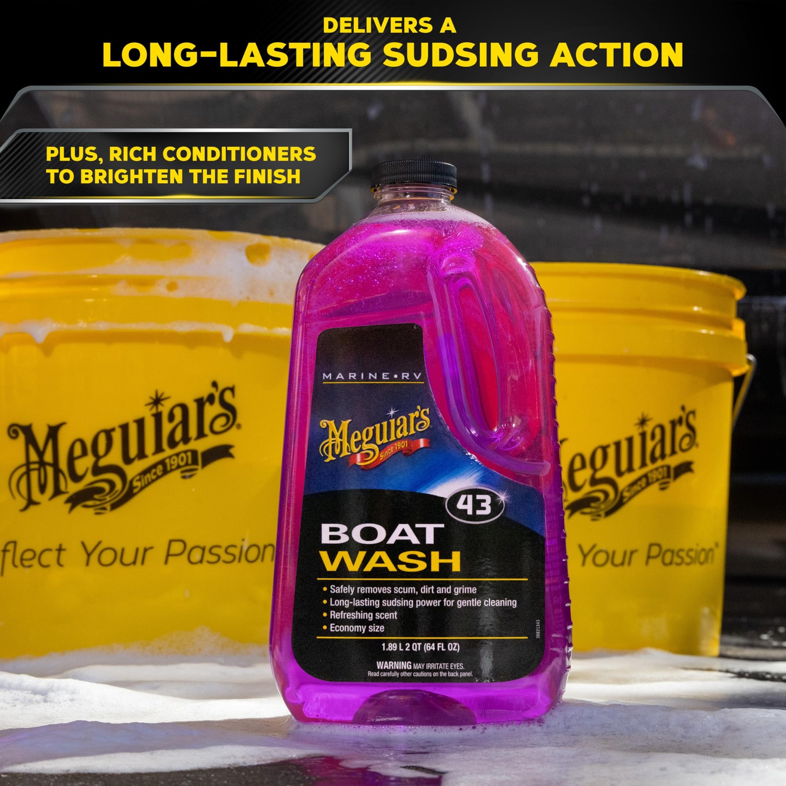 Meguiar’s M43 Marine/RV Boat Wash, pH-Balanced 64 Fl Oz (Pack of 1), PURPLE