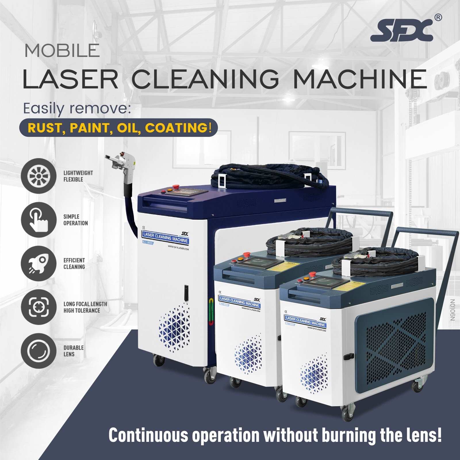 SFX3000W Laser Cleaning Machine MAX Laser Rust Removal with 20M Cable for Oil