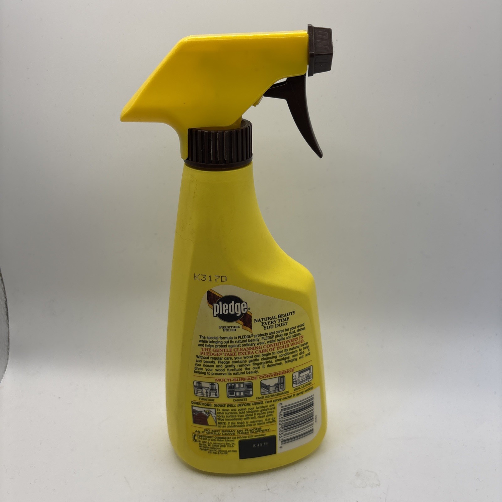 Vintage SC Johnson Lemon Pledge Spray Bottle 1995 16 oz 85% full 90s Movie Prop