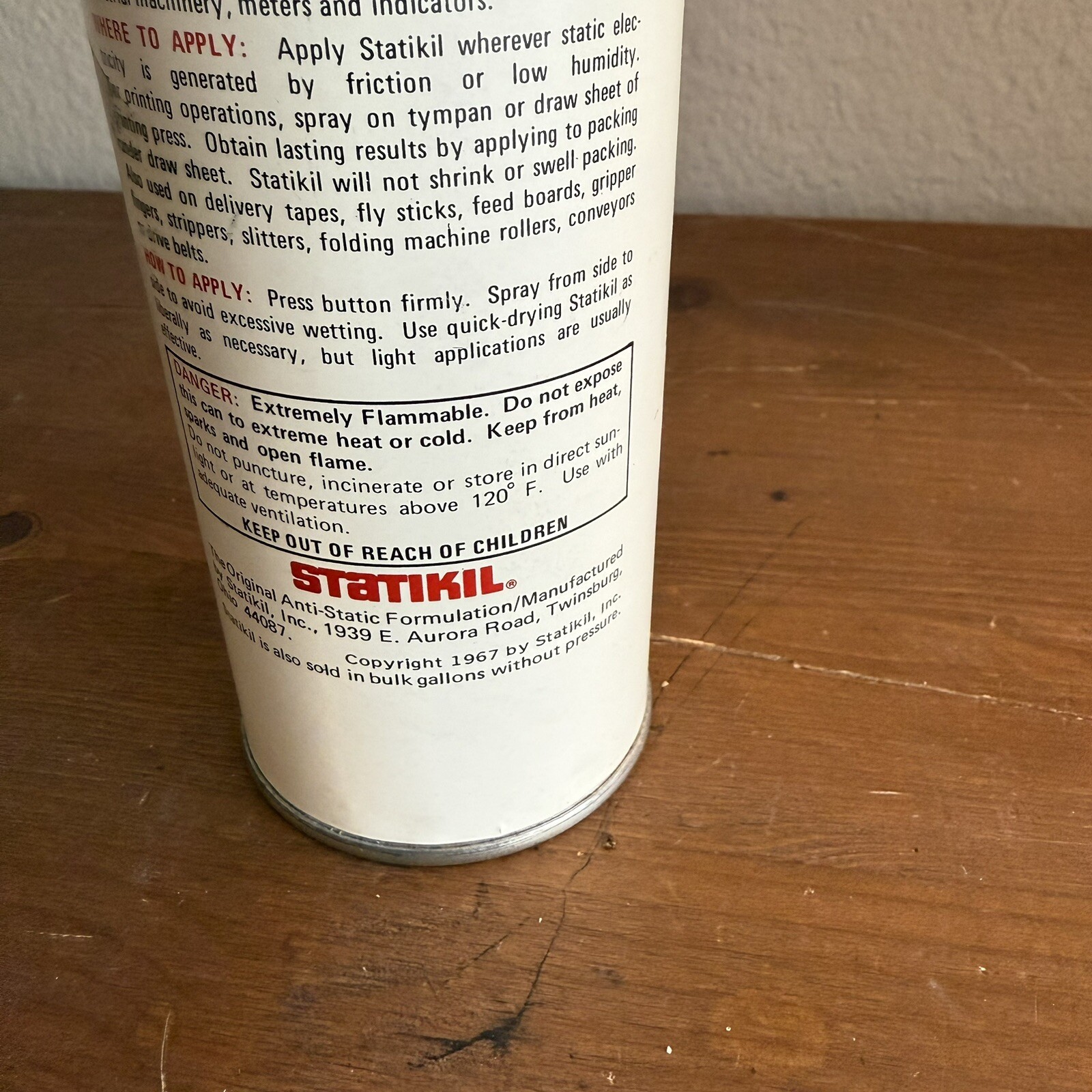 Vintage Statikil Static Electricity Aerosol Spray Can 13 Oz Printers Processors