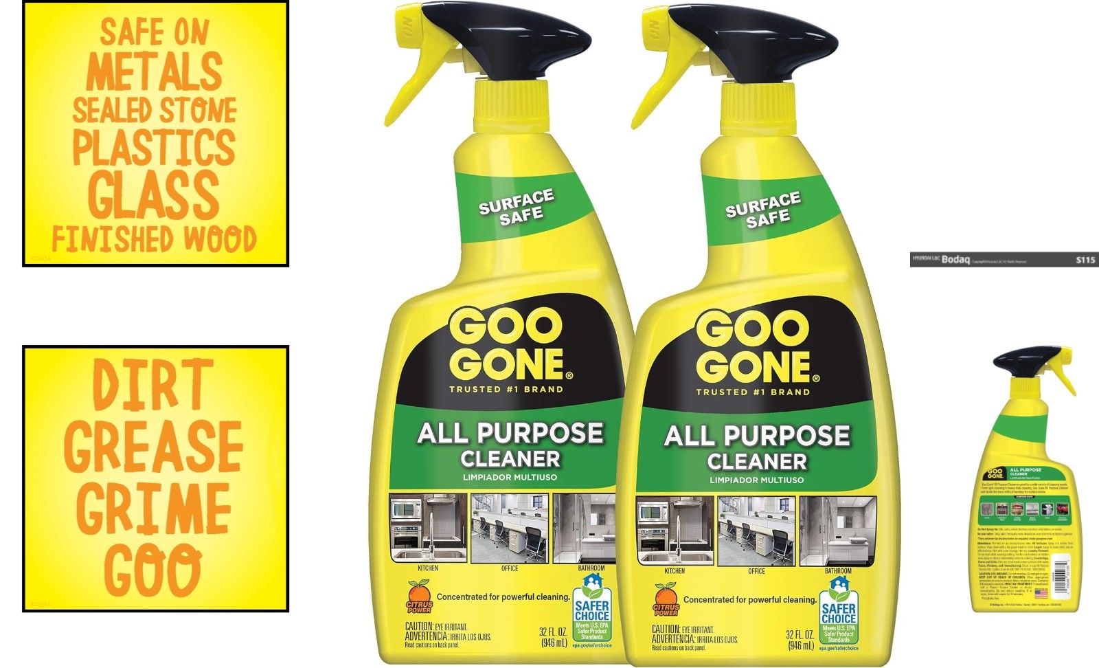 Versatile All-Purpose Cleaner – Citrus Scent – 64oz Plant-Based Spray Duo