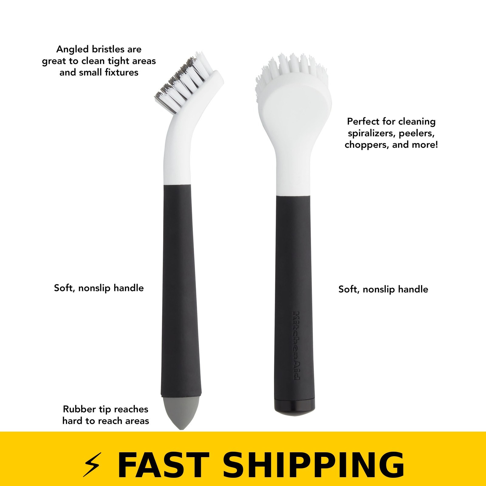 KitchenAid 2-Piece Dish Brush Set – Black