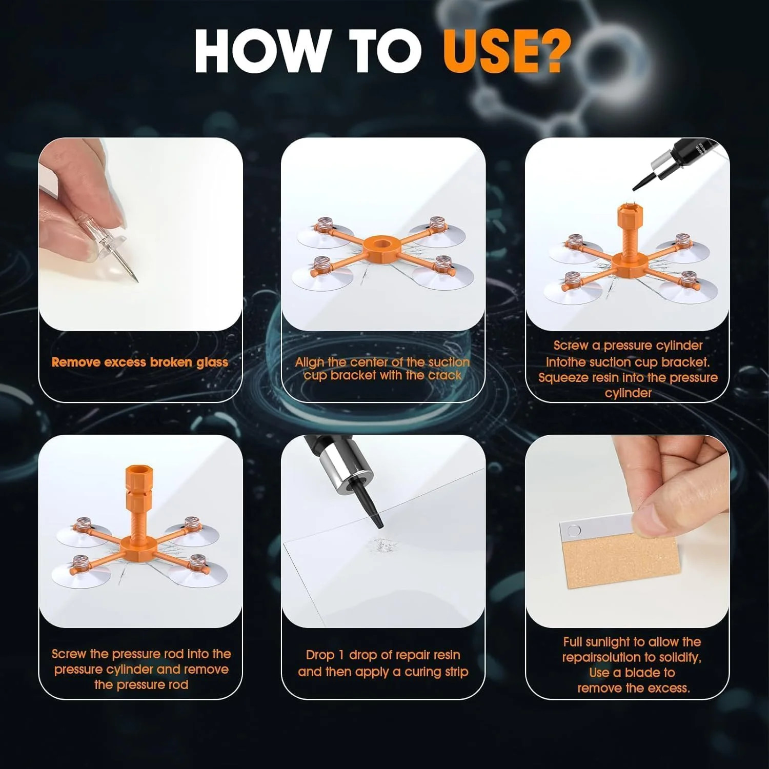 Windshield Chip Repair Kit, Quick-Fix Car Windshield Repair Kit, Resin Glass Cra