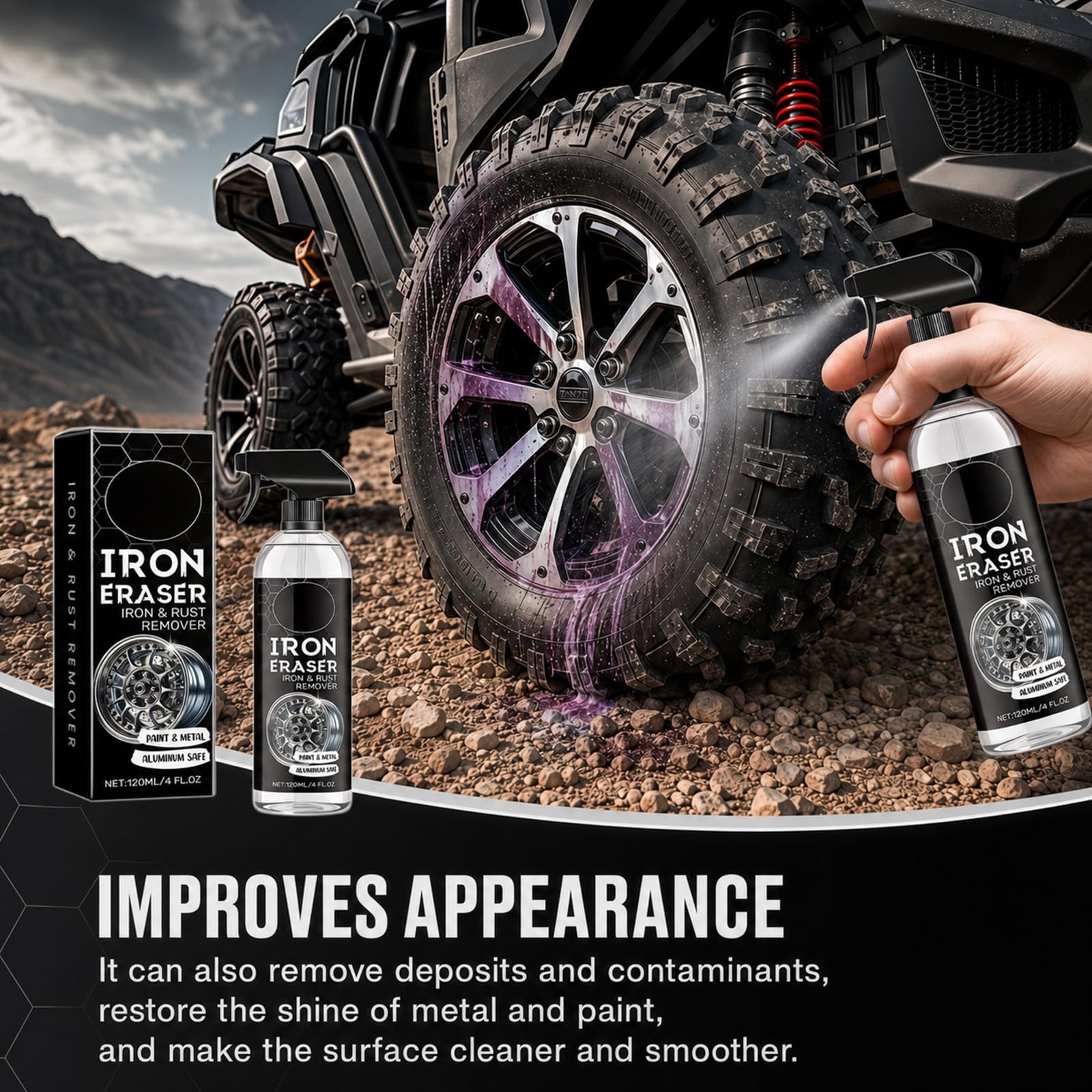 Iron Eraser Rust Remover Spray – Fast Acting Cleaner for Car Wheels