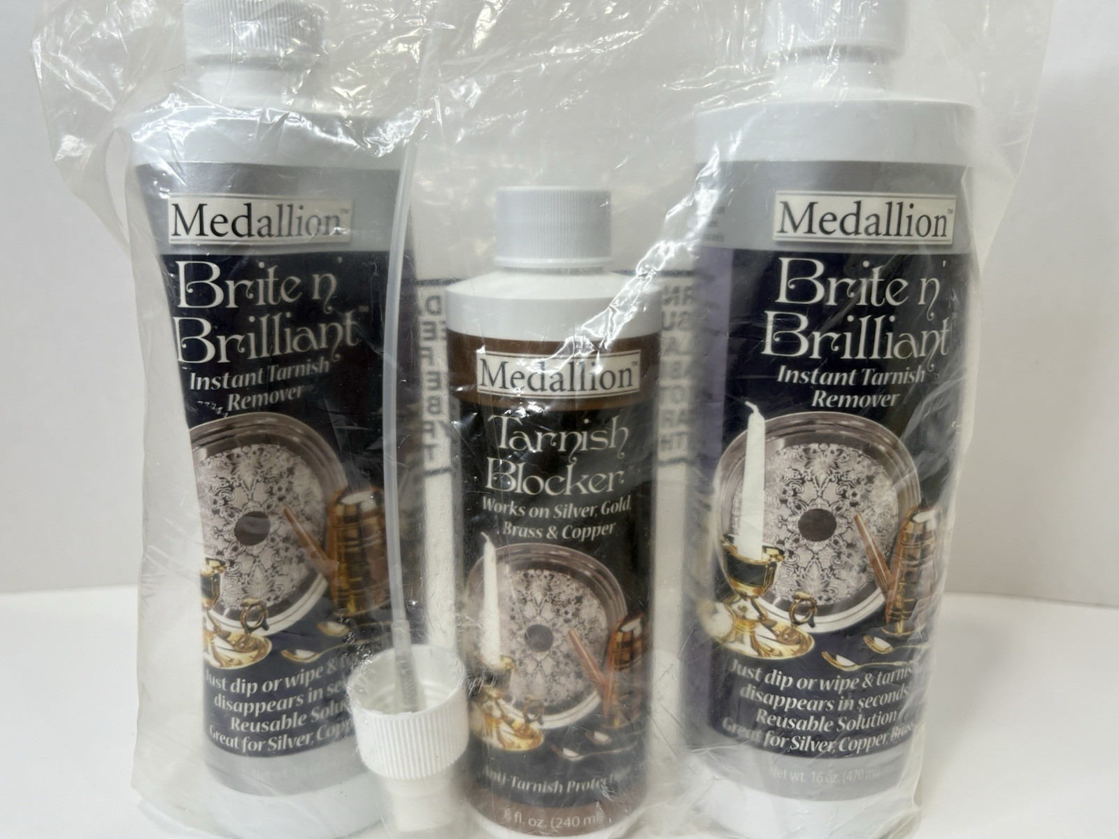 Medallion Brite n’ Brilliant Instant Tarnish Remover Dip Wipe 16 Oz X 2 + SEALED