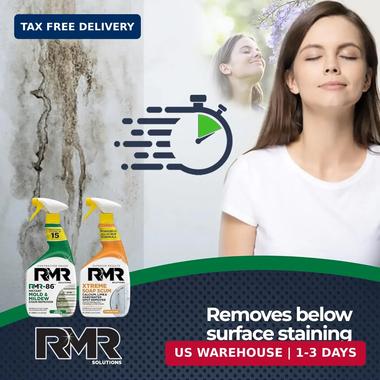 RMR Instant Mold & Mildew Stain Remover Spray + Xtreme Soap Scum Remover, No-Scr