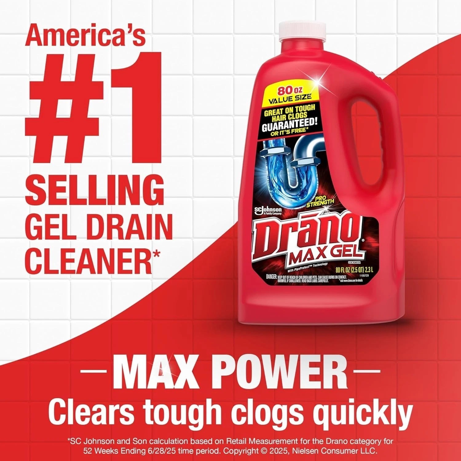 Drano Max Gel Drain Clog Remover and Cleaner for Shower or Sink Drains, Unclogs
