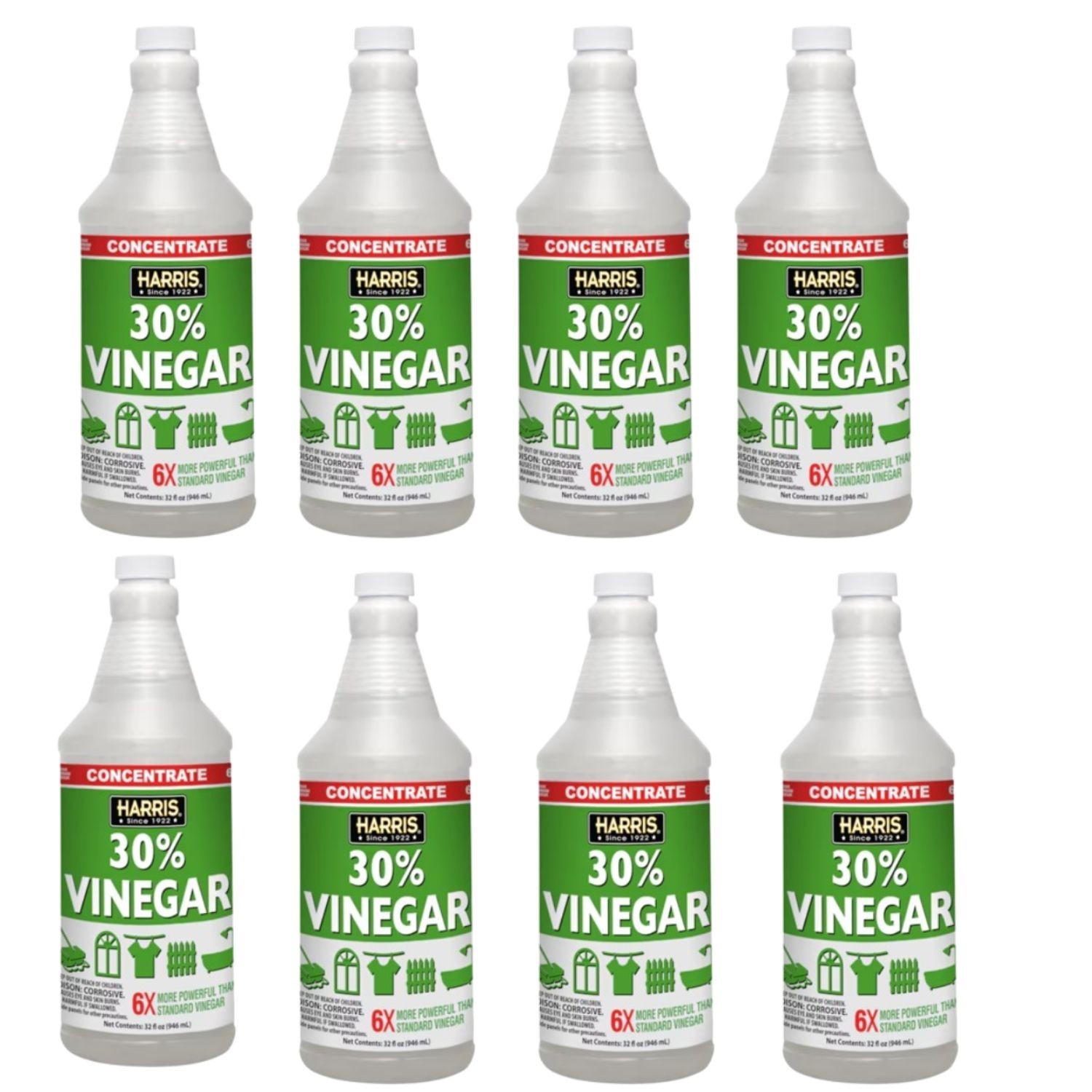 SALE- 8 PACK- Harris Multi-Use 30 Percent Concentrated 32 -fl oz Vinegar Liquid