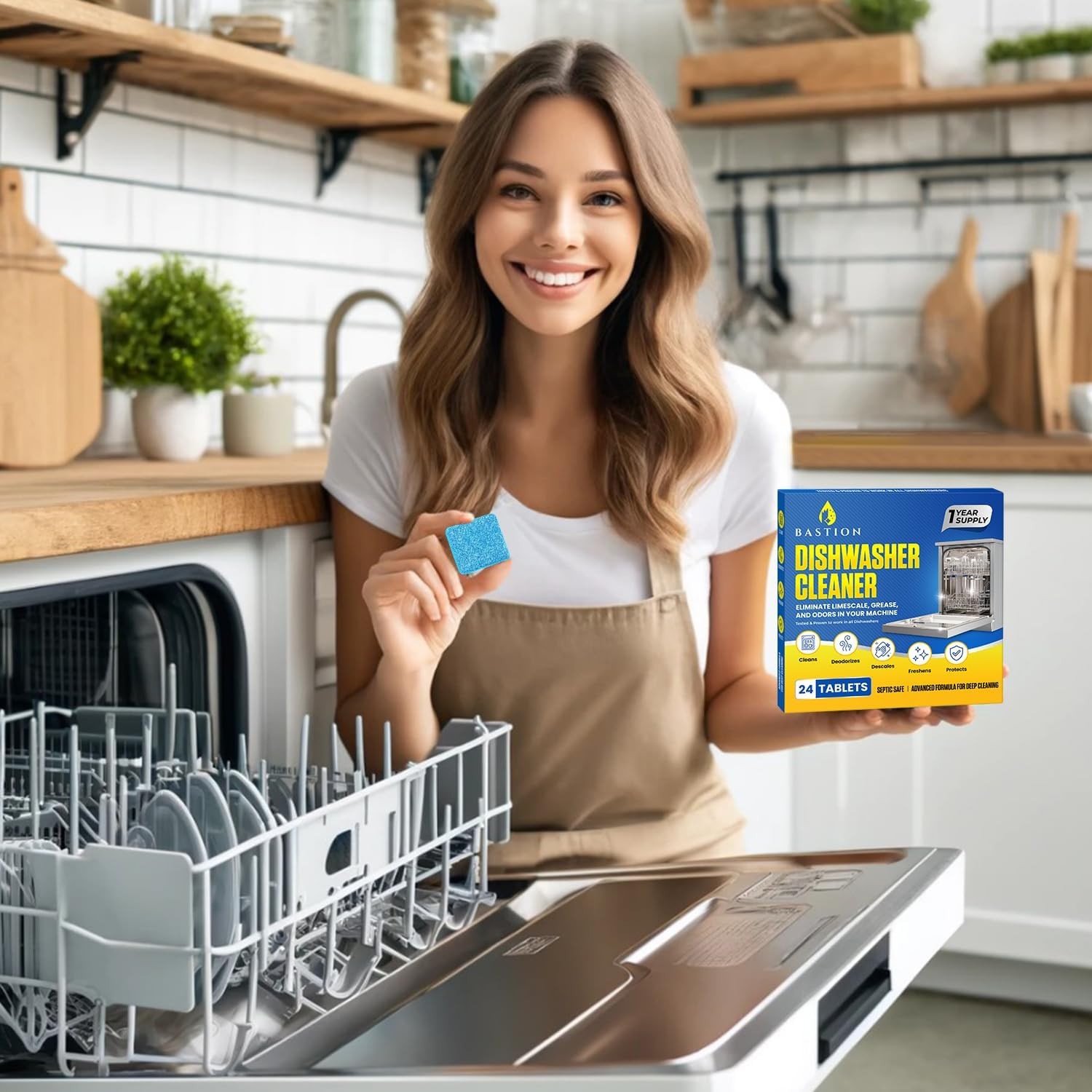 Dishwasher Cleaner 24 Tablets 1 Year Supply Lemon Heavy Duty Descaler Pods