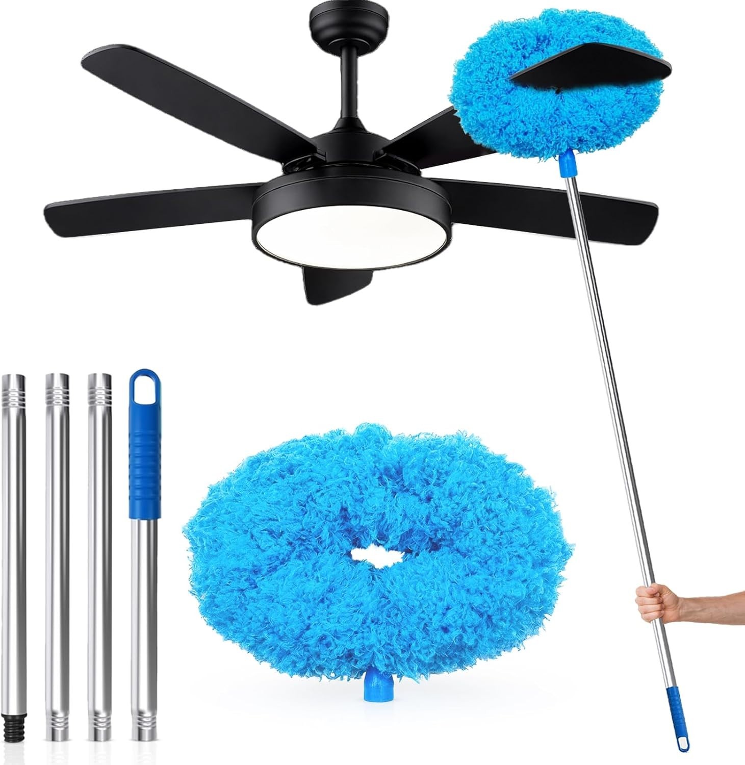 Ceiling Fan Cleaner Duster with Extension Pol, 12 to 51 Inch Duster Length, R…