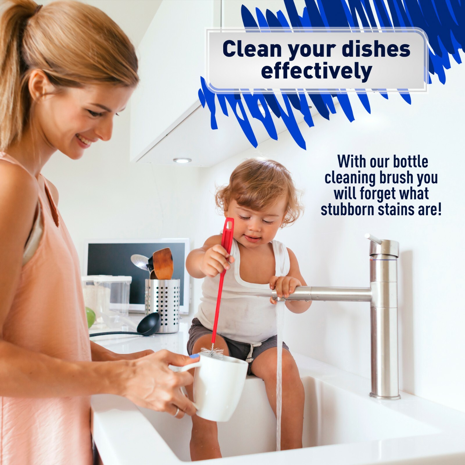 KONEX 17″ Long Bottle Cleaning Brush For Bottles, Wine glasses, Travel Mugs