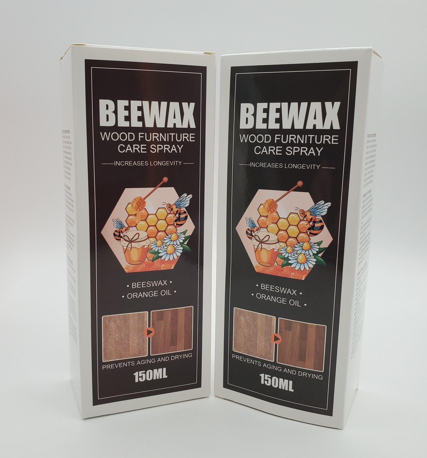 2 Beeswax Wood Furniture Care Spray 150ml Neutral Orange Oil Cleaner Polish