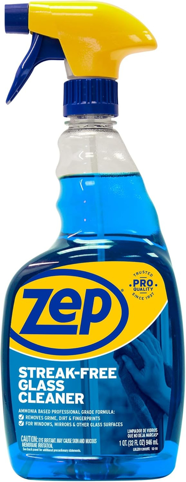 Zep Streak-Free Glass Cleaner – 32 Oz (Case of 12) ZU112032- Professional Grade