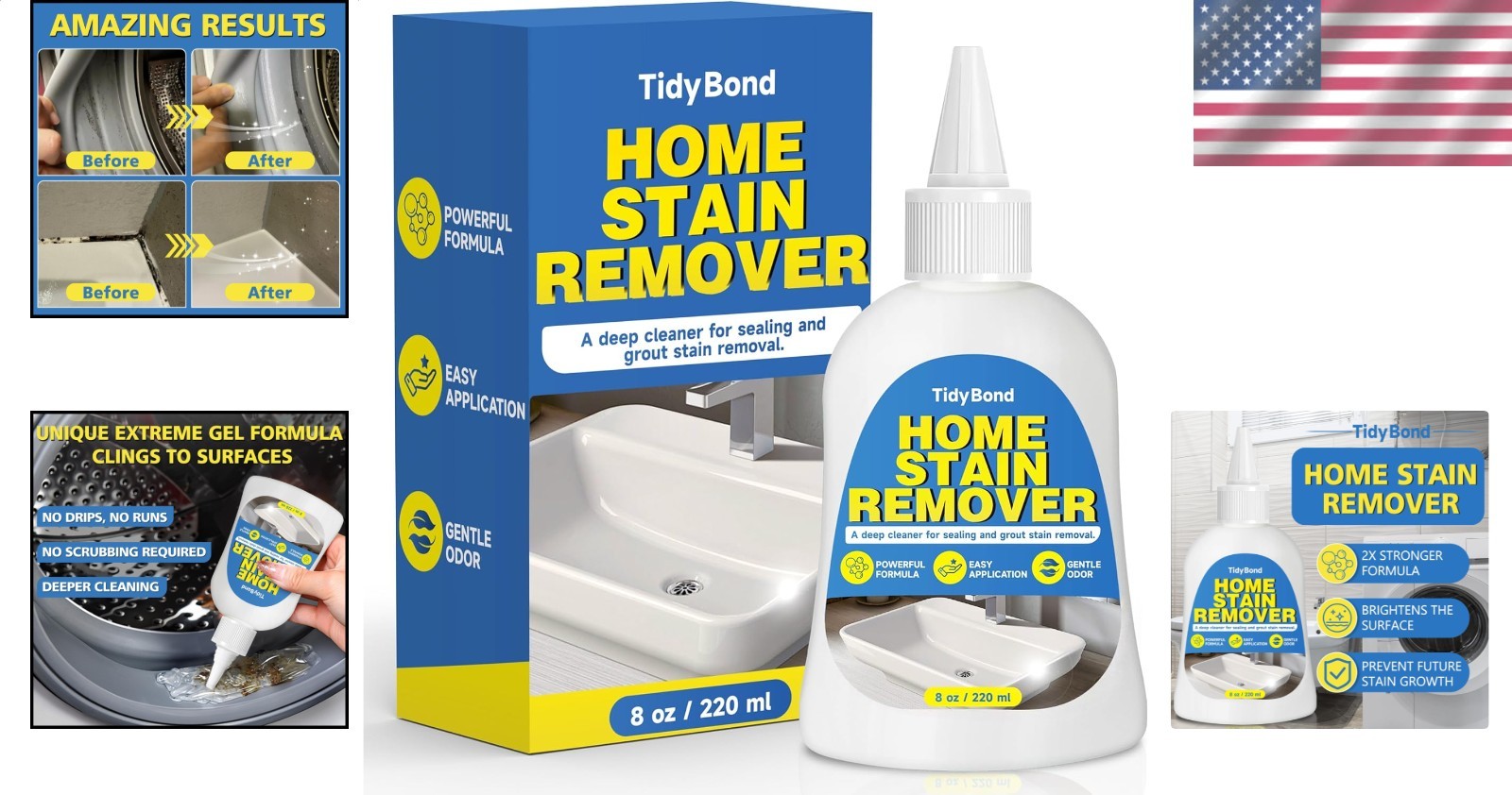 Effective Stain Remover Gel for Caulk Grout Washing Machine Seals & Tile 8 Fl Oz