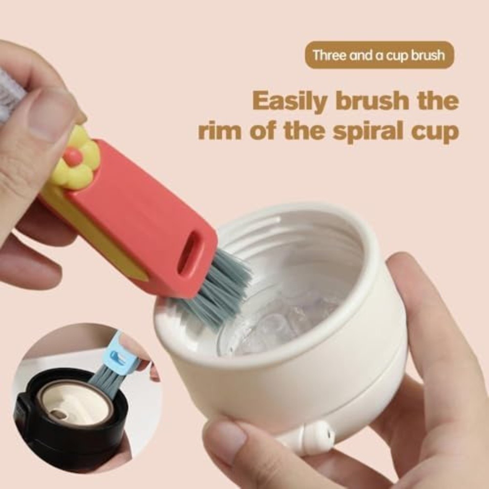 Easy grip portable crevice brush for bottles cups and other narrow spaces