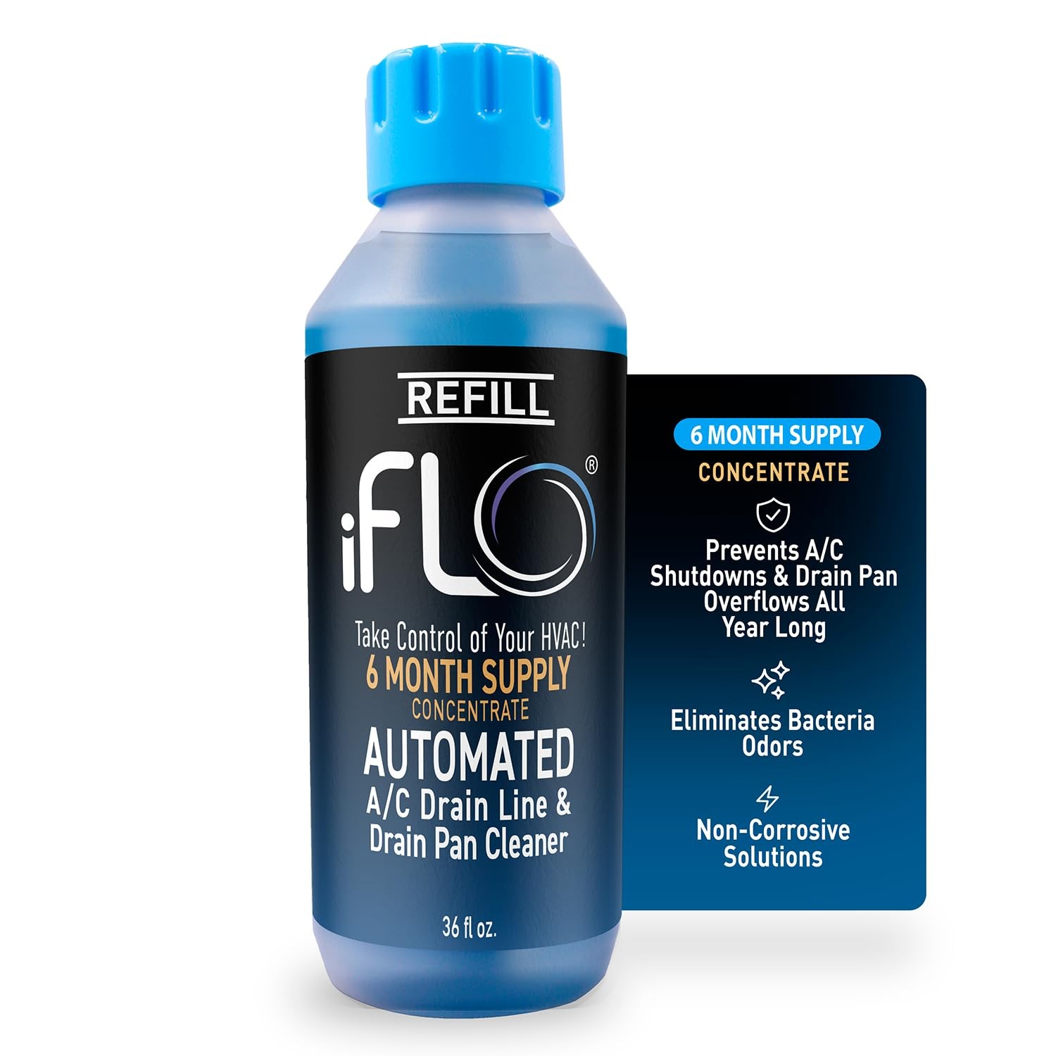 iFLO® Smart Automated A/C Drain Line Cleaner Cartridge, 6 Month Supply, Inclu…