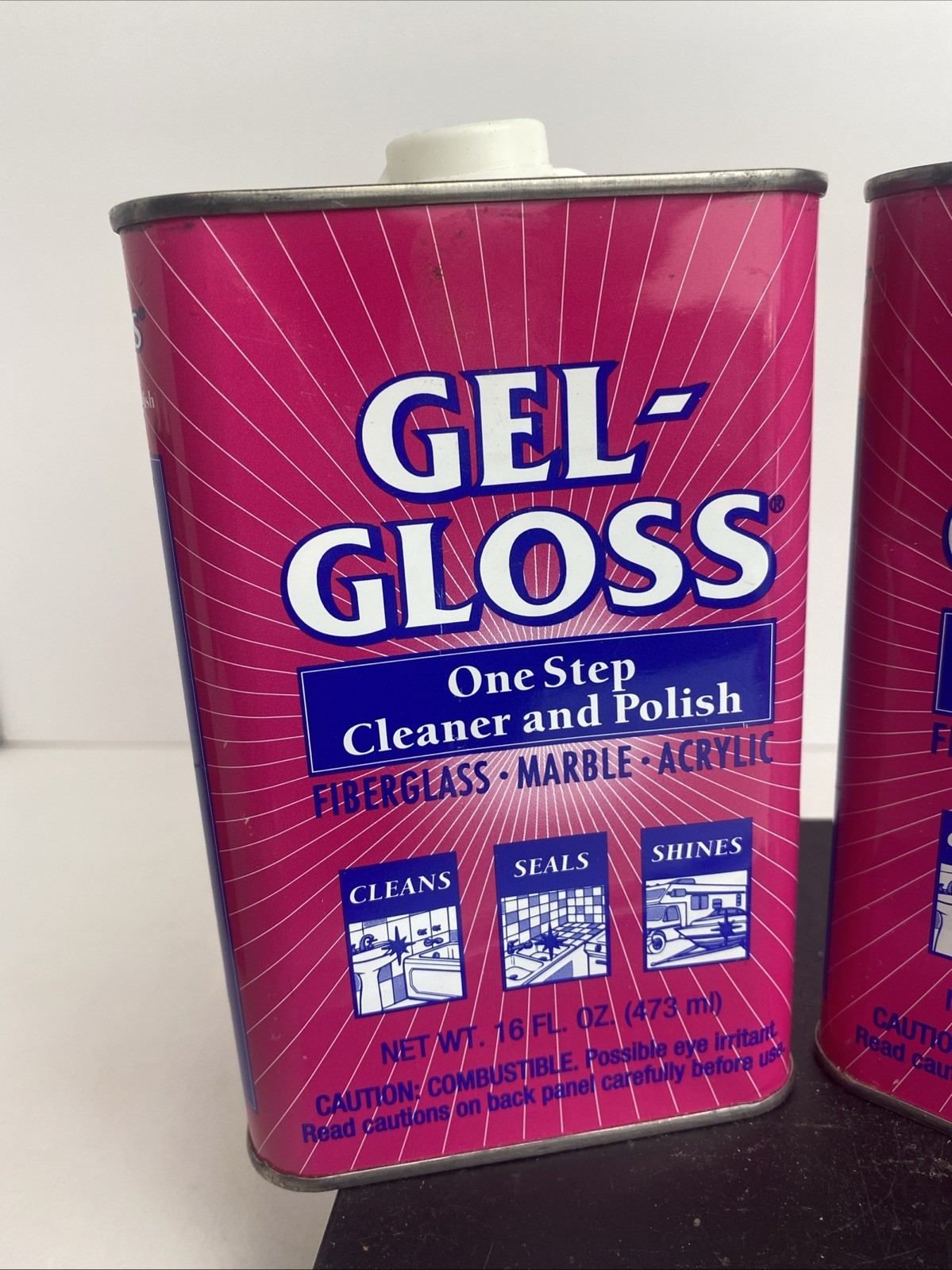 Gel-Gloss Original Formula 16 FL OZ Fiberglass Marble & Acrylic Cleaner Lot Of 2