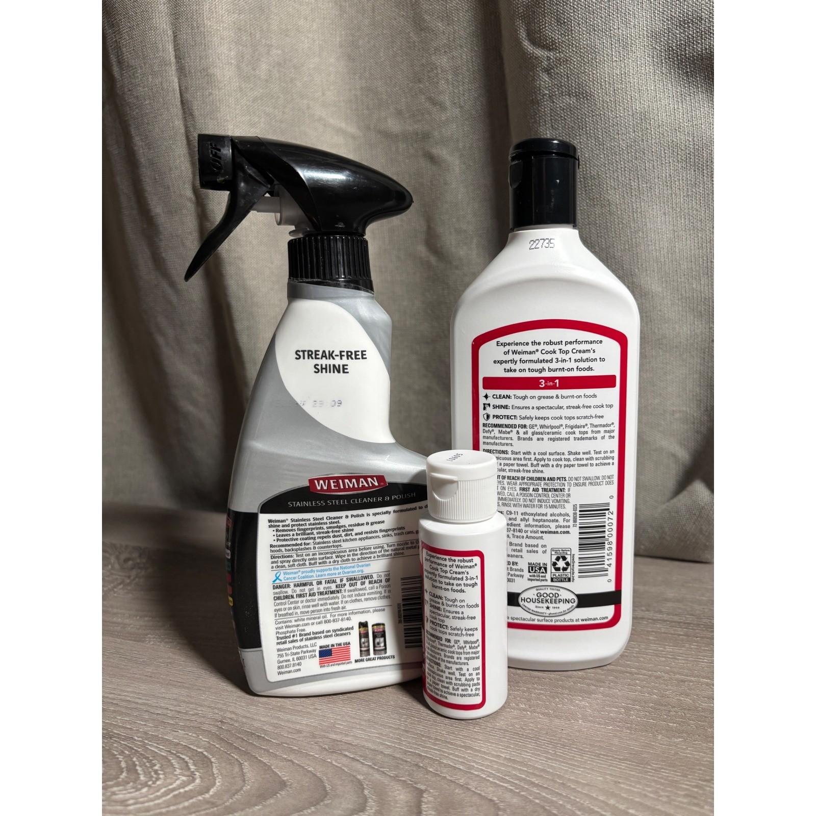 USED Weiman Stainless Steel Cleaner & Cook Top Cream 3Piece Kitchen Cleaning LOT