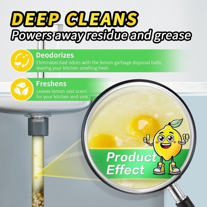 Garbage Disposal Cleaner Capsules Lemon Deodorizer Safe Natural Kitchen Sink New