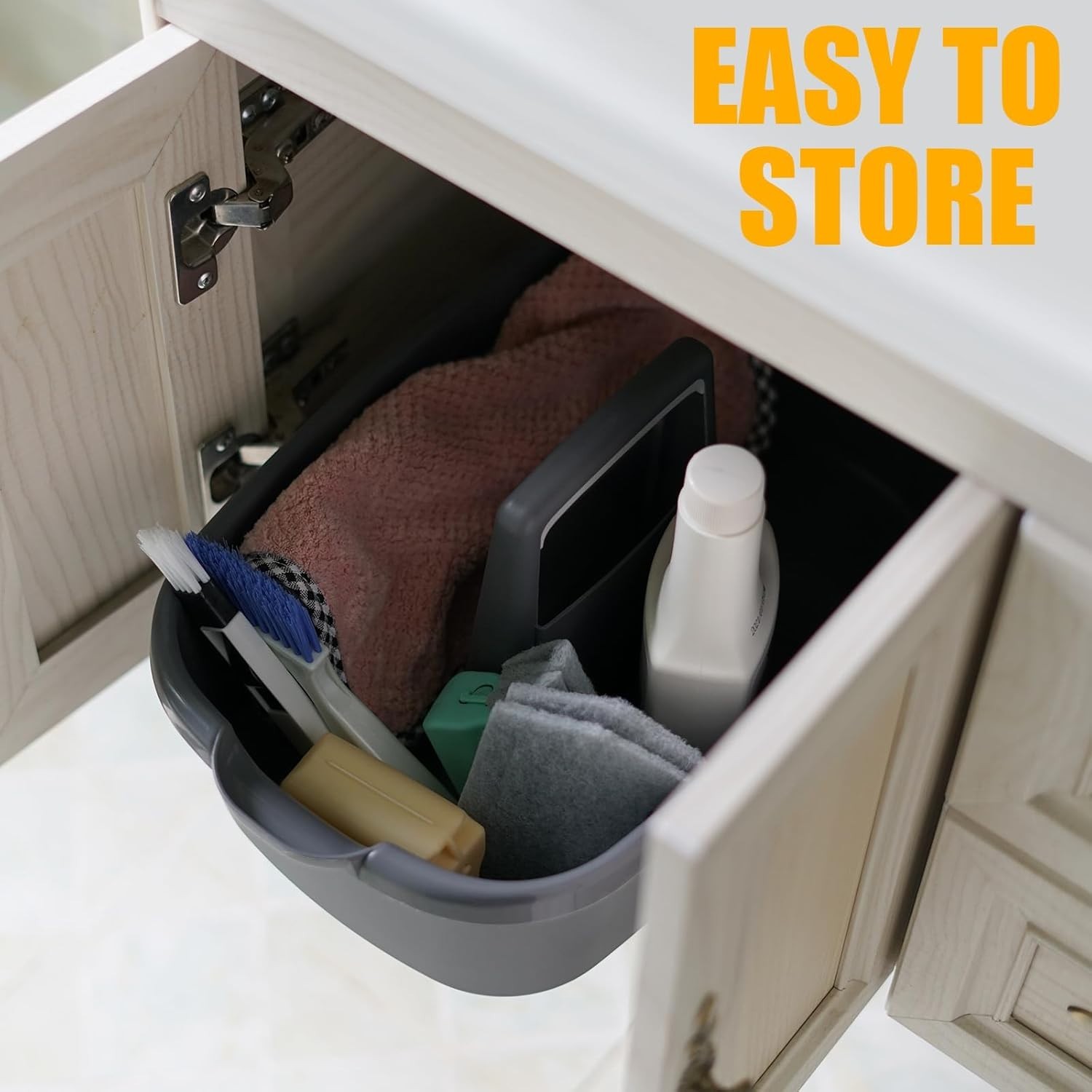 2-Pack Large Gray Cleaning Caddy for Cleaning Supplies with Handle – Portable…