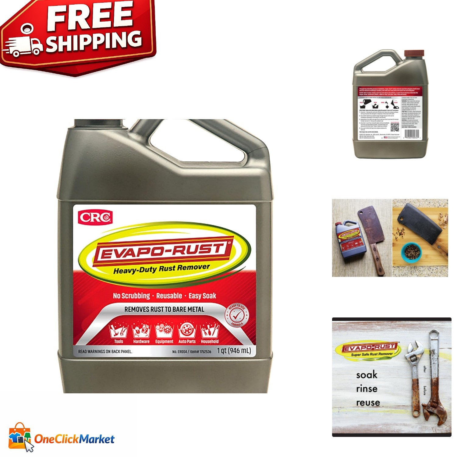 CRC Evapo-Rust 32 oz Heavy-Duty Rust Remover – Safe & Eco-Friendly Solution