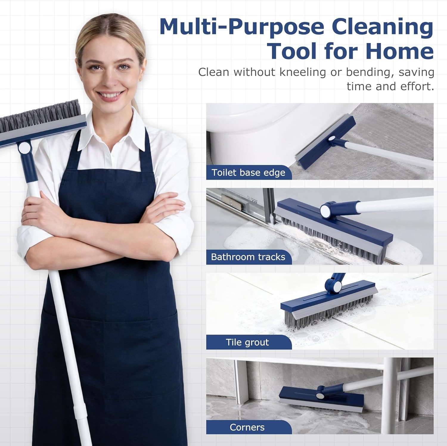Grout Brush with Long Handle, Grout Cleaner Brush for Tile Floors, Stiff Bris…