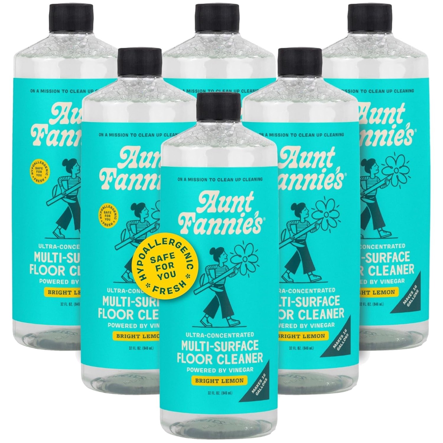 Bright Lemon Scent Floor Cleaner Pack x6