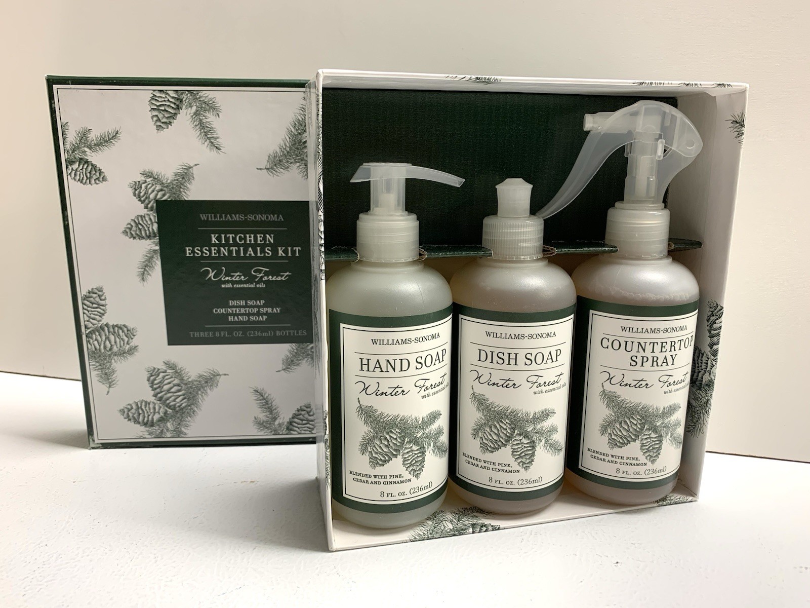 Williams Sonoma Winter Forest Kitchen Cleaning Kit Hand & Dish Soap + Spray