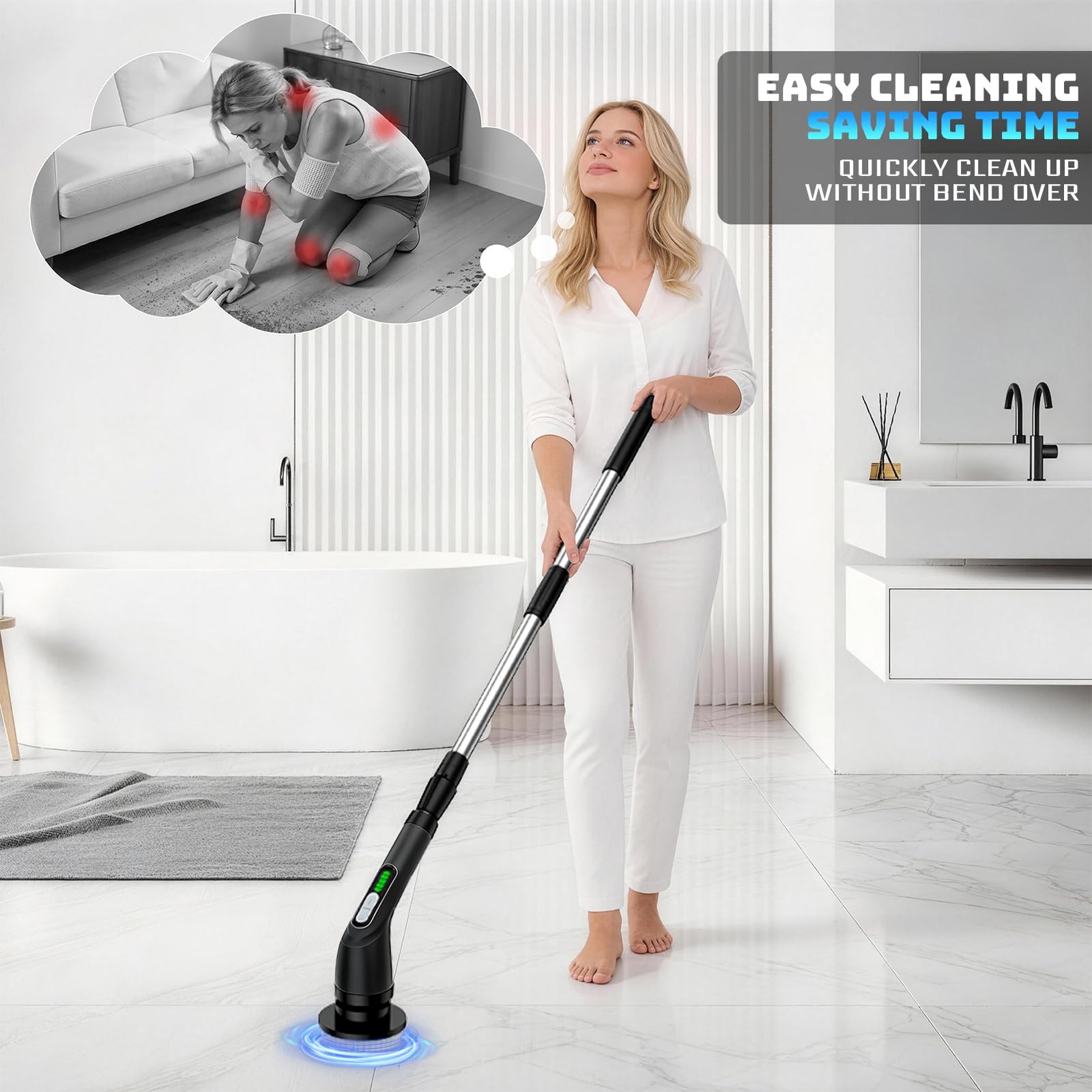 Electric Spin Scrubber, Powerful 2Speed Cleaning Brush,