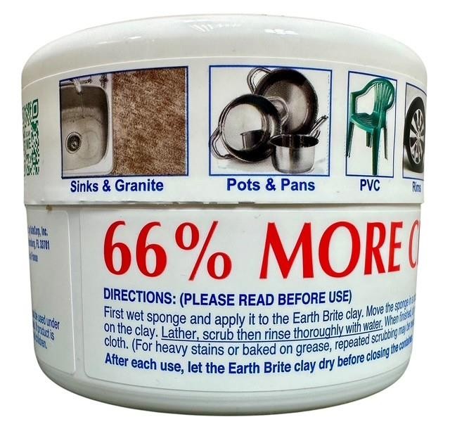 Earth Brite Natural Clay-Based Multi Surface Cleaner 17.5 oz NEW With Sponge
