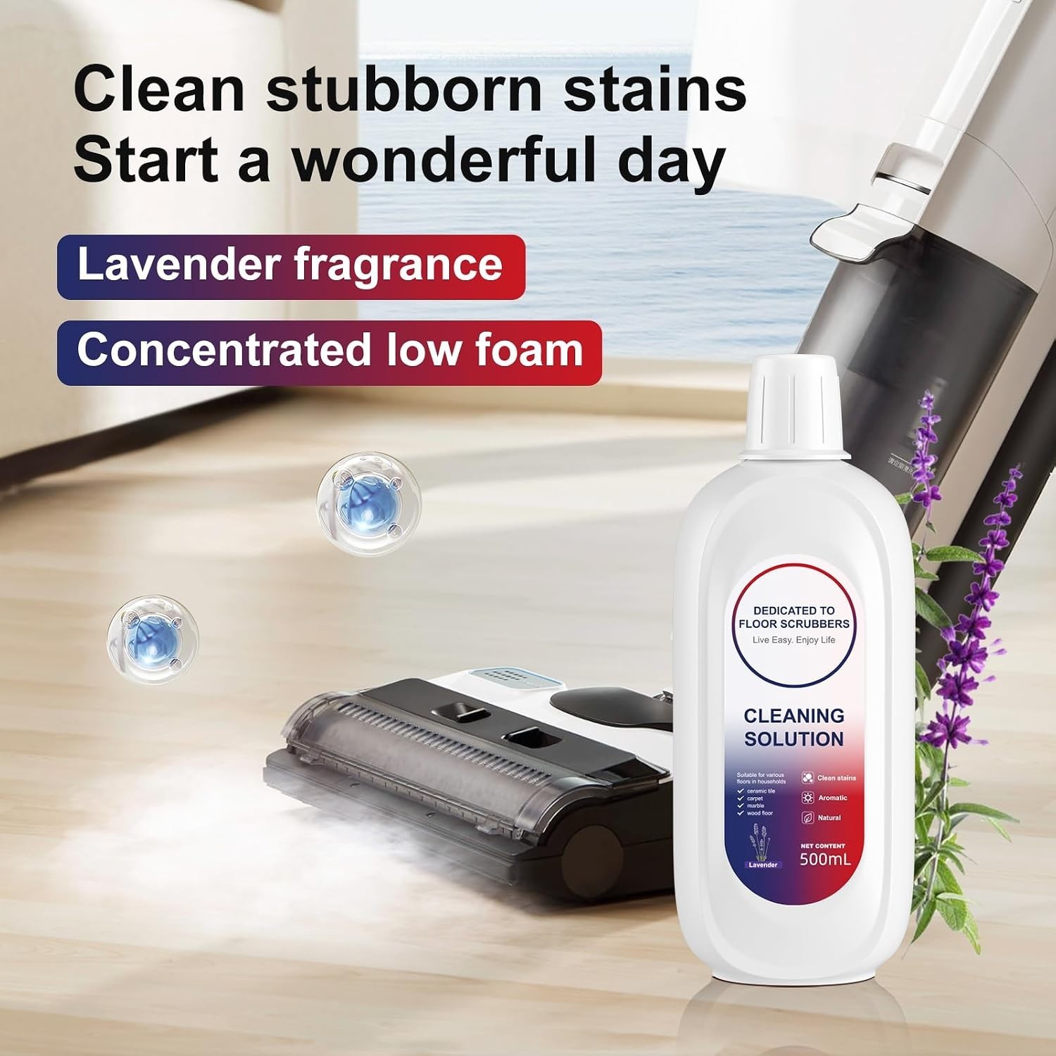 Tineco Floor Cleaning Solution Lavender 2Bottle for Hard Floors Pets Kids Safe