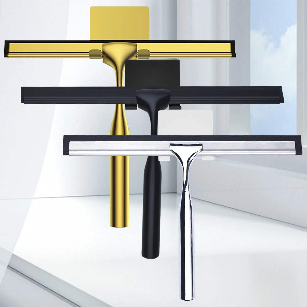 All-Purpose Shower Squeegee 10” Golden Color Silicone Scrape Stainless Steel Ha