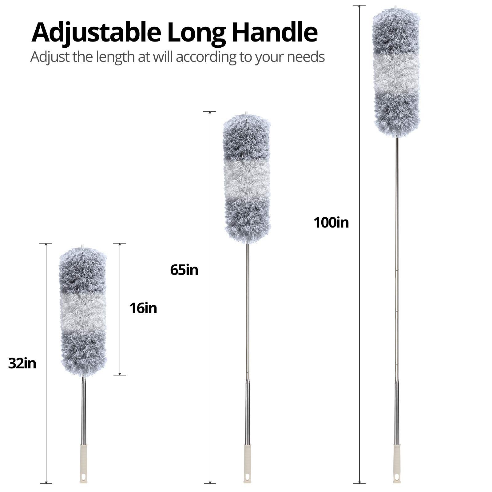 Feather Cleaning Duster With Handle Telescoping Extendable 100″ Extra Long Pole
