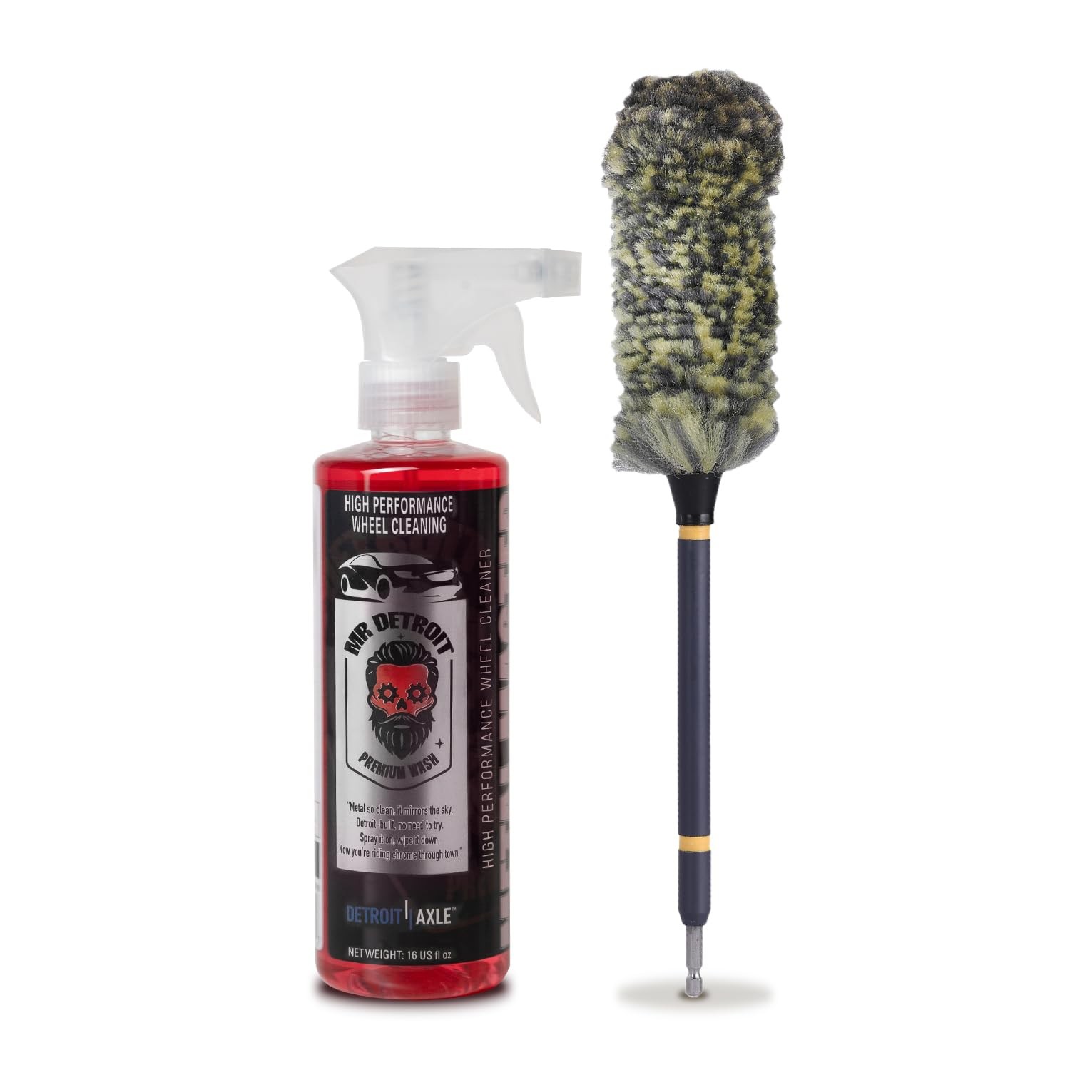 Mr. Detroit – 2pc Car Wash Kit Drill Wheel Brush and High-Performance Cleaner…