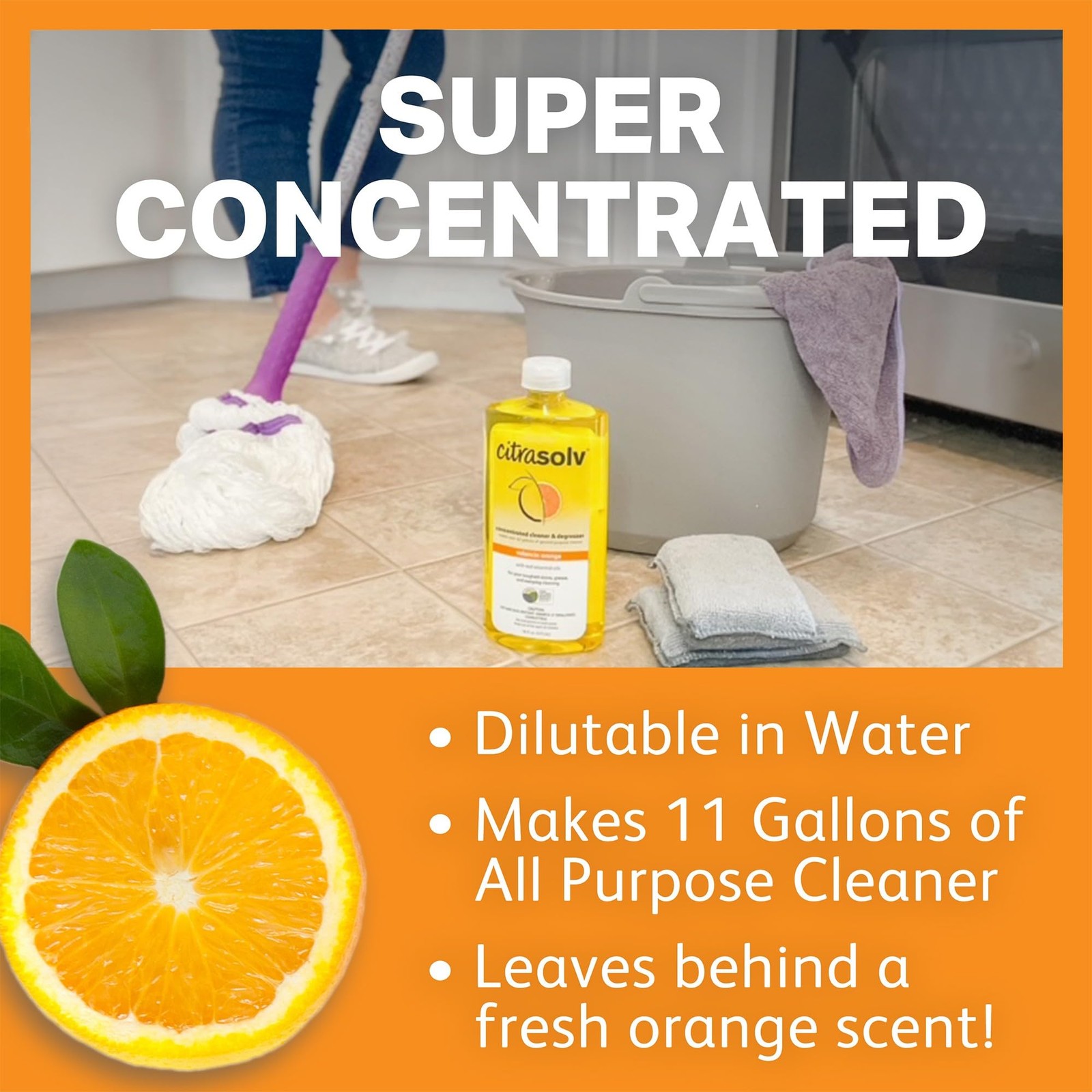 Citra Solv Concentrated Cleaner & Degreaser, 8 Fl Oz, Valencia Orange