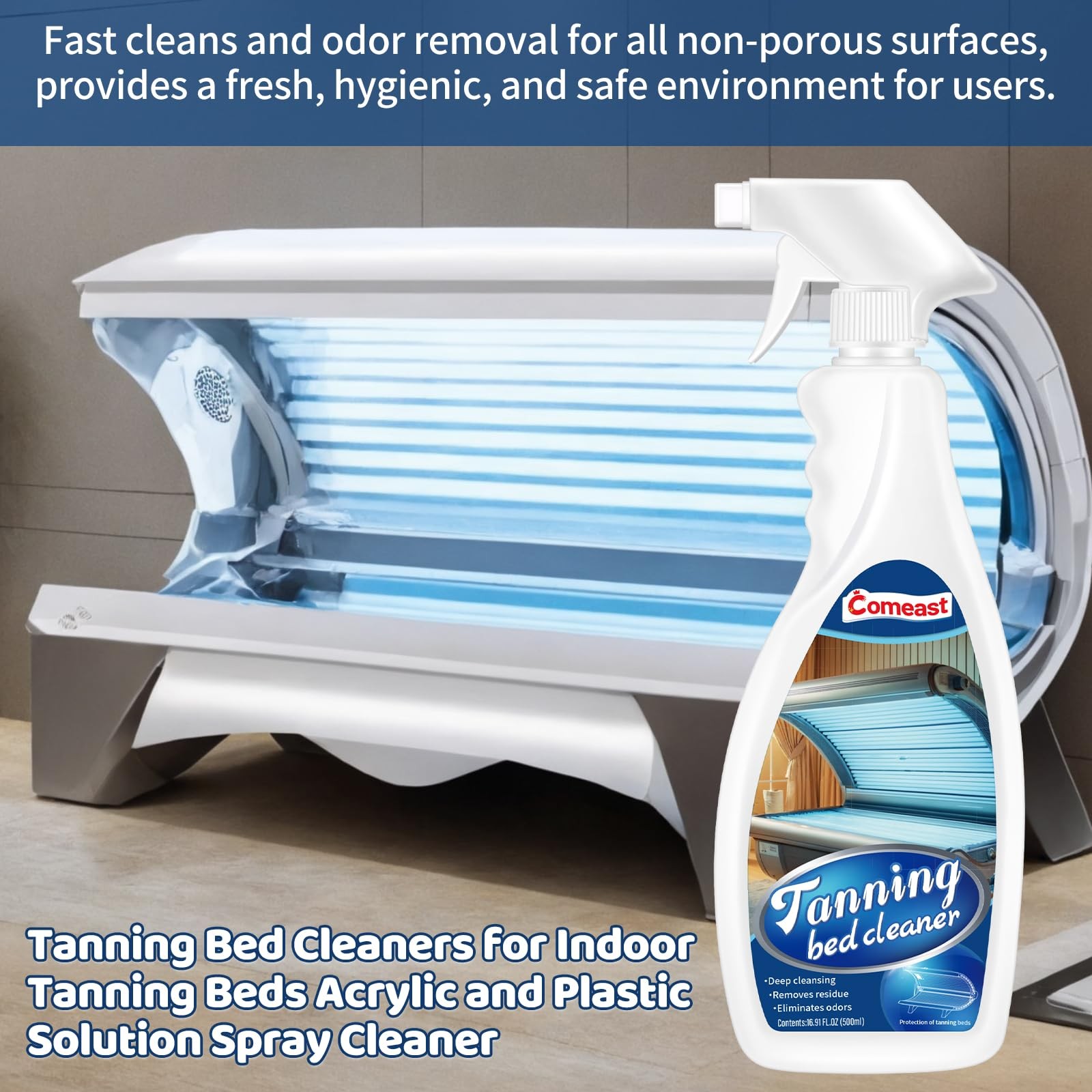 comeast Tanning Bed Cleaner for Indoor Tanning Beds, Plastic Solution Spray C…