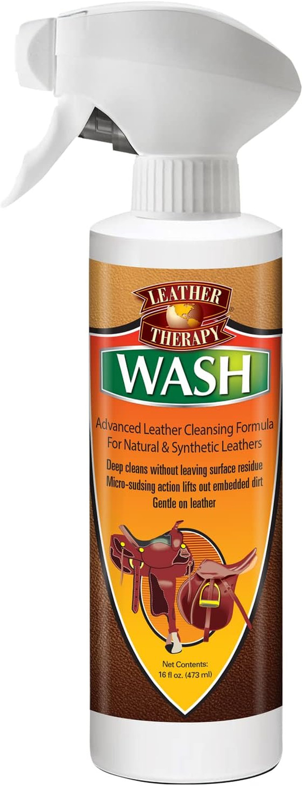Wash, Premium Cleaner & Moisturizer for Natural and Synthetic Leather, 16Oz