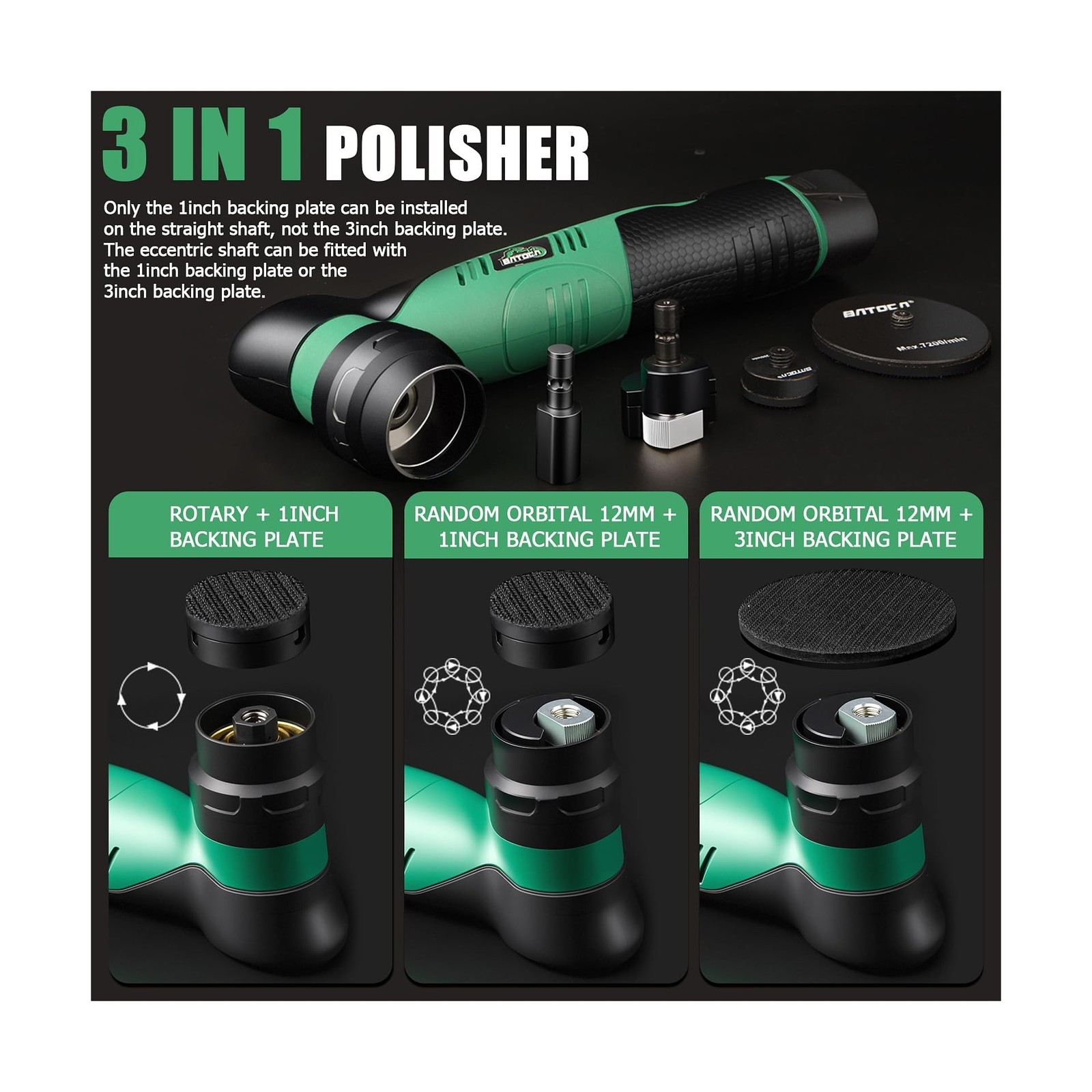 BATOCA S5 Cordless Car Buffer Polisher Kit 1 Inch 3 Inch Dual Action & Rotary…