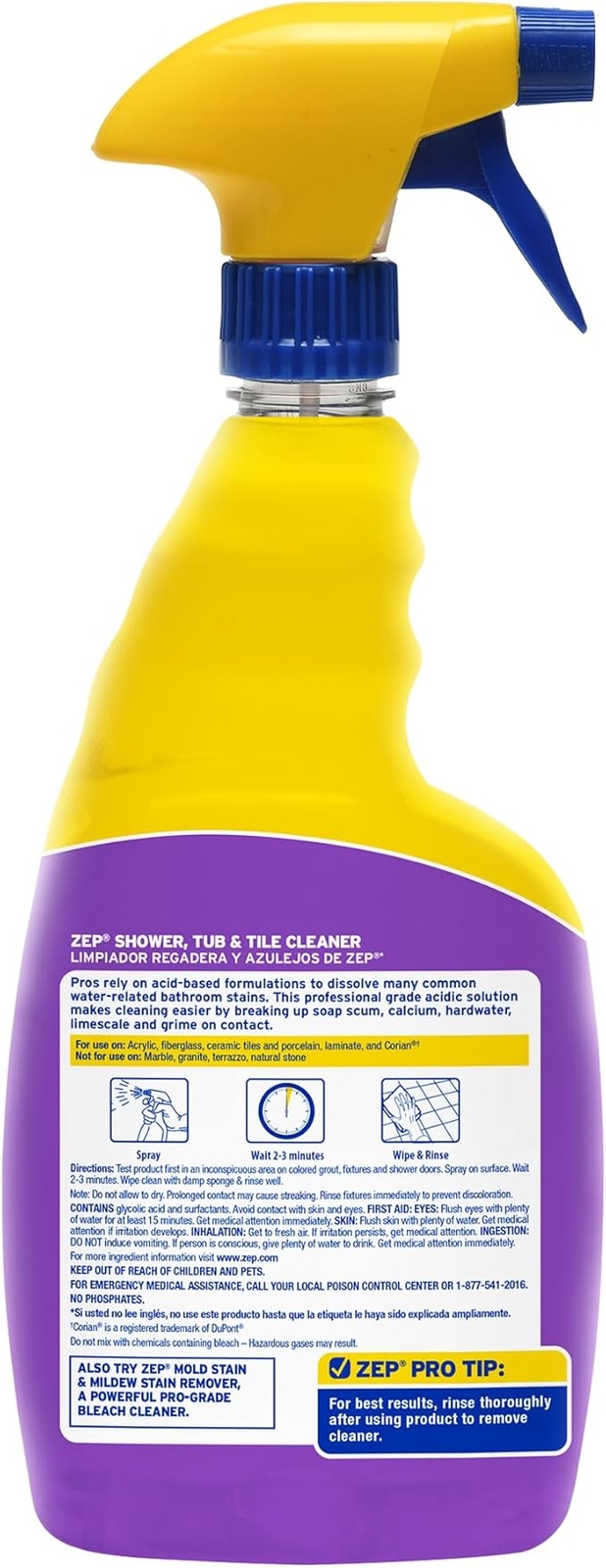 Zep Shower, Tub and Tile Cleaner 32-fl oz Bathtub Cleaning Bathroom Spray Clean