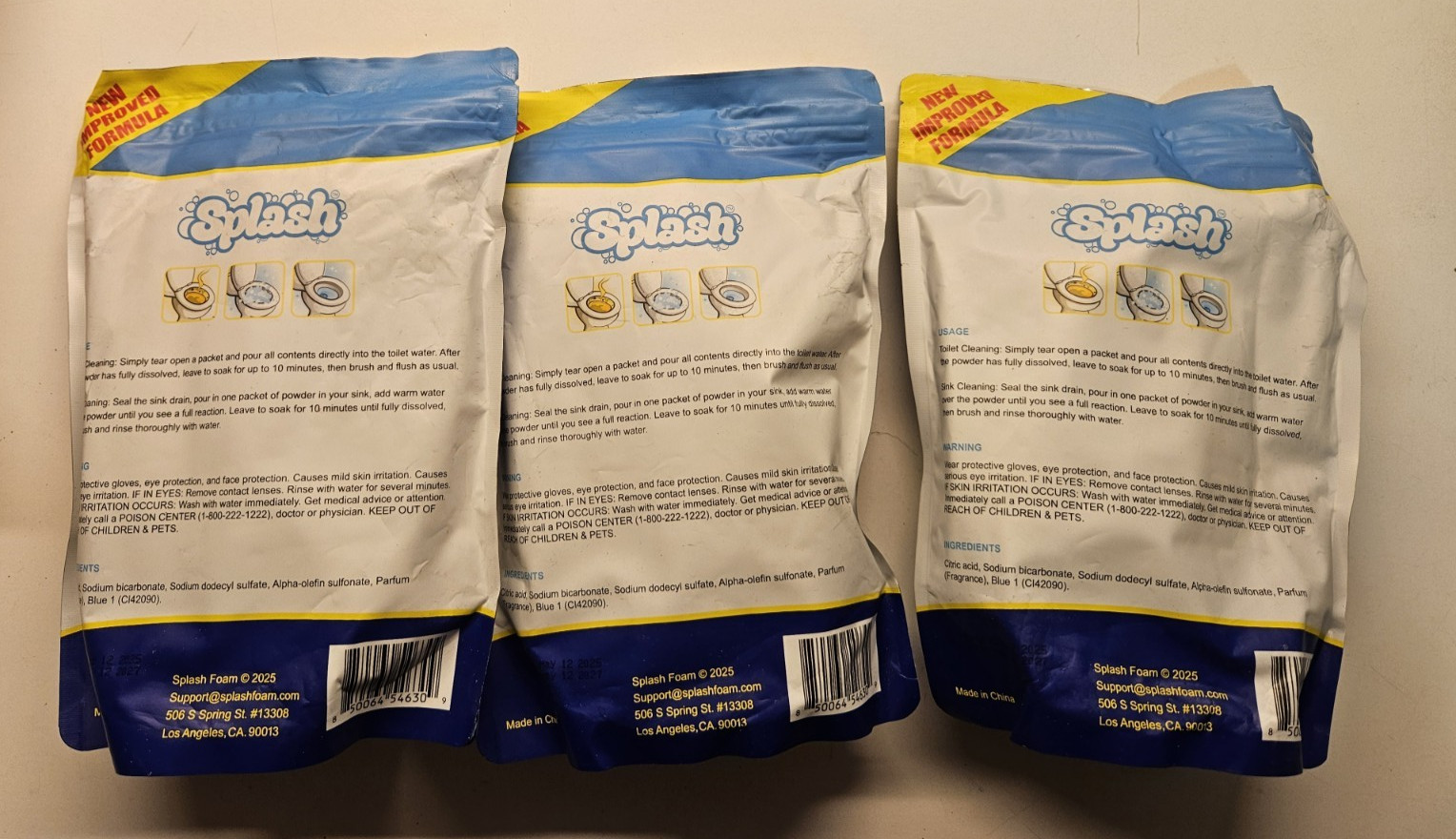 Splash Toilet Cleaner Powder 14.11 oz – Lot of 3