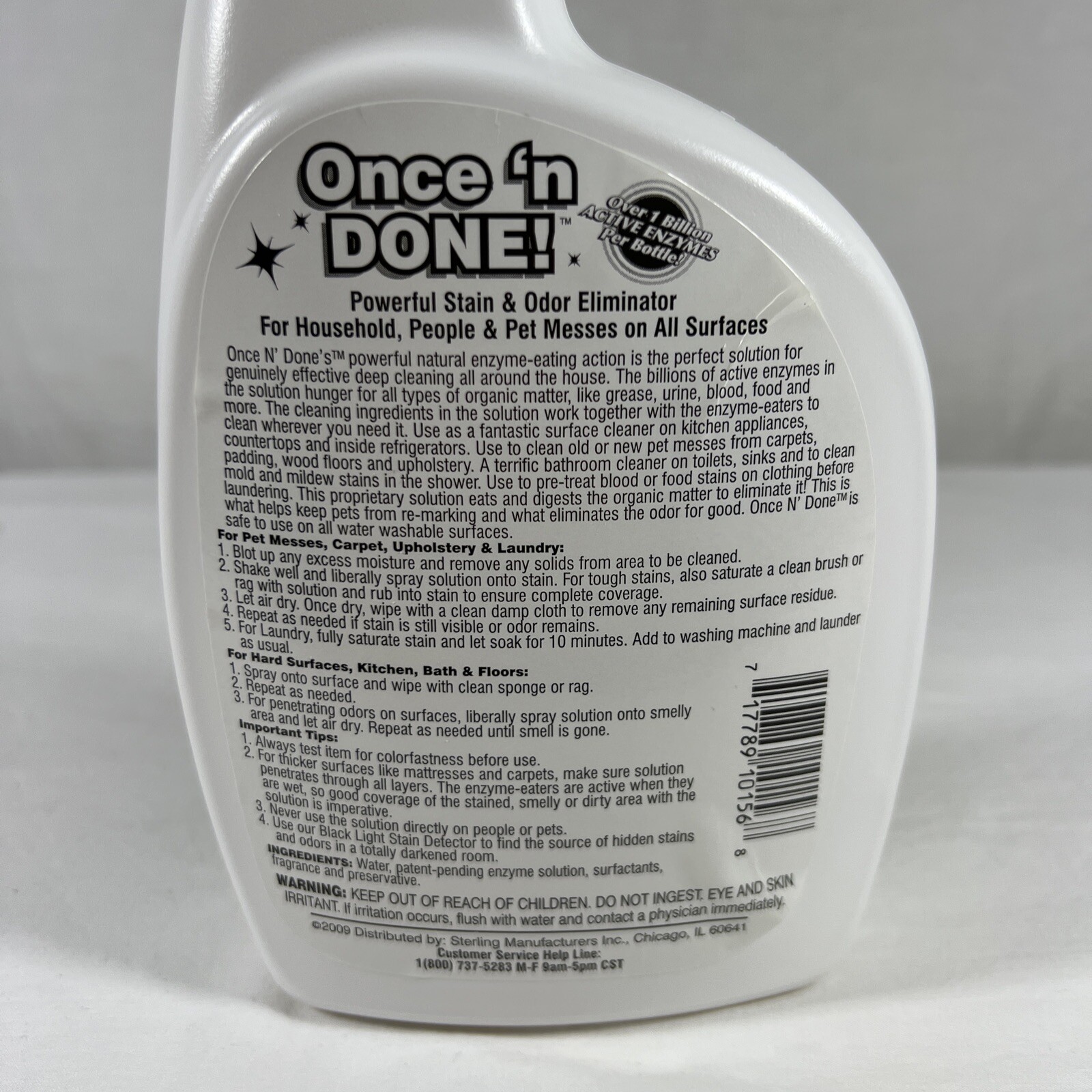 Once ‘N Done – Powerful Stain & Odor Eliminator Cleaner All Surfaces 24 FL OZ